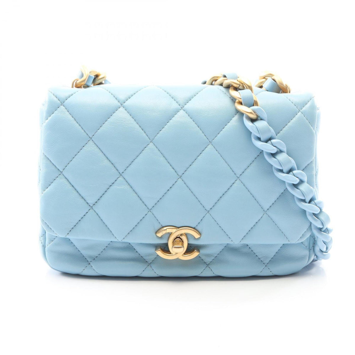 Chanel Blue Leather Handbag Shoulder Bag (Pre-Owned)