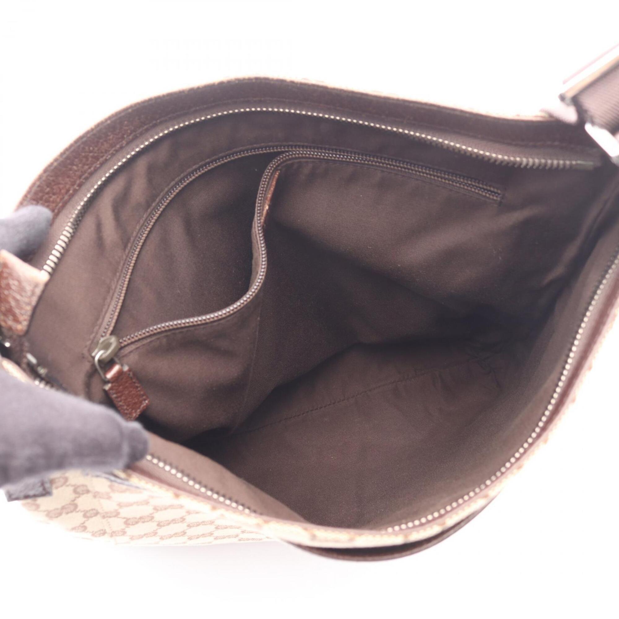 Gucci Beige Brown Canvas Leather Handbag Shoulder Bag (Pre-Owned)