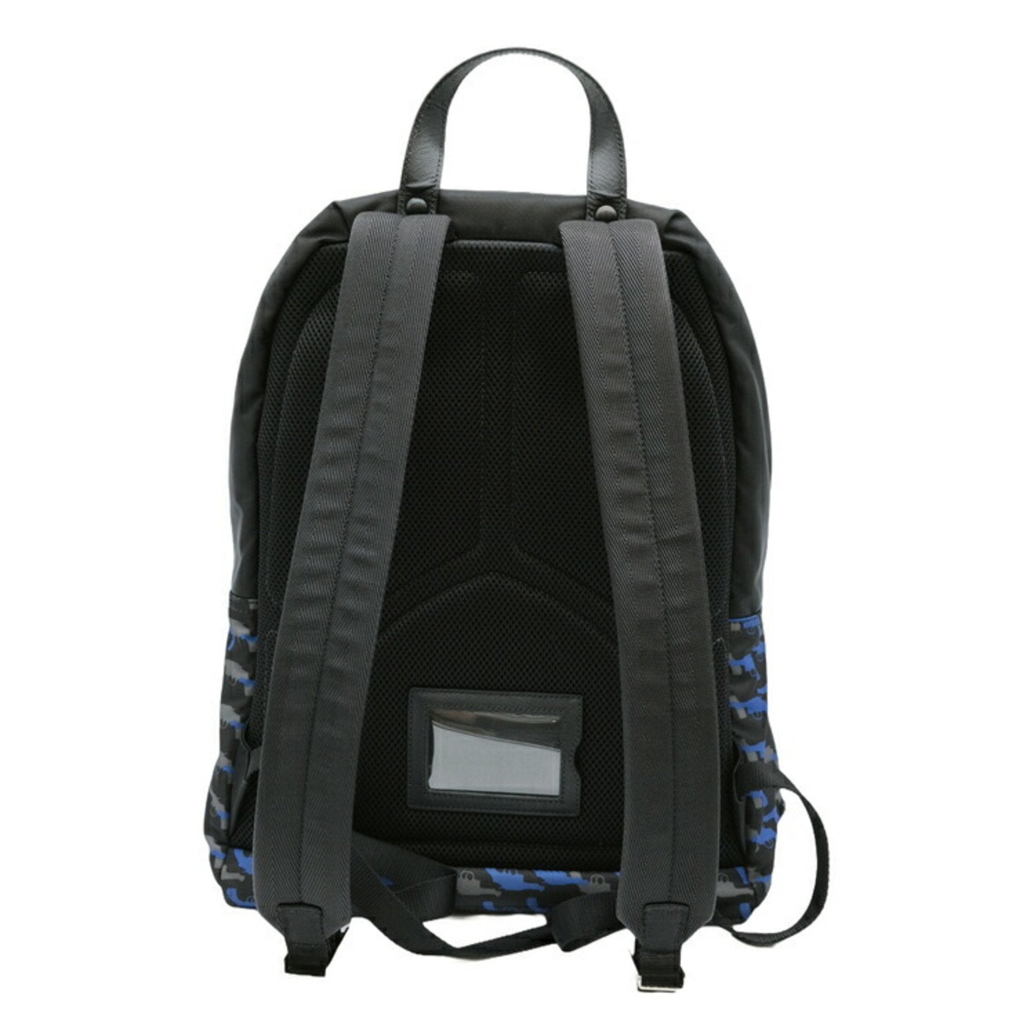 Prada Black Blue Nylon Leather Backpack (Pre-Owned)