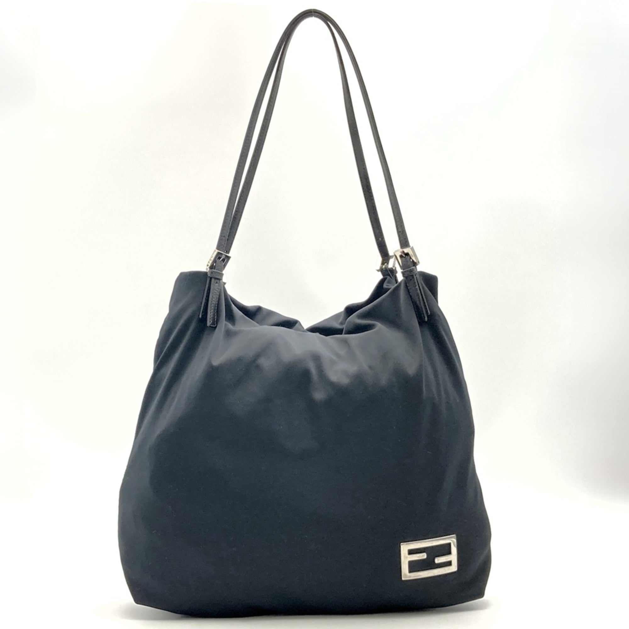 Fendi Black Cotton Leather Tote Bag (Pre-Owned)
