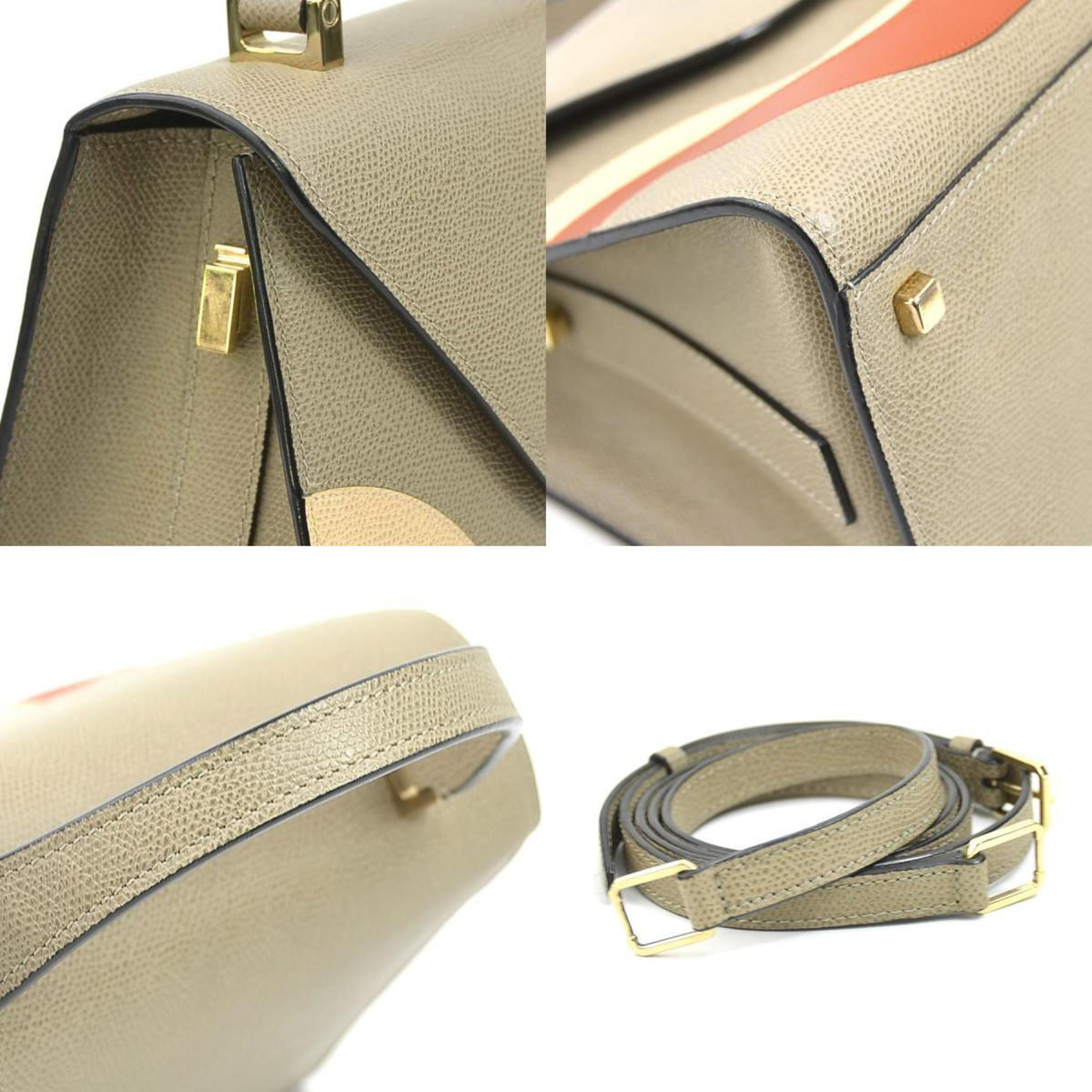 Valextra Grayish Leather Handbag Shoulder Bag (Pre-Owned)
