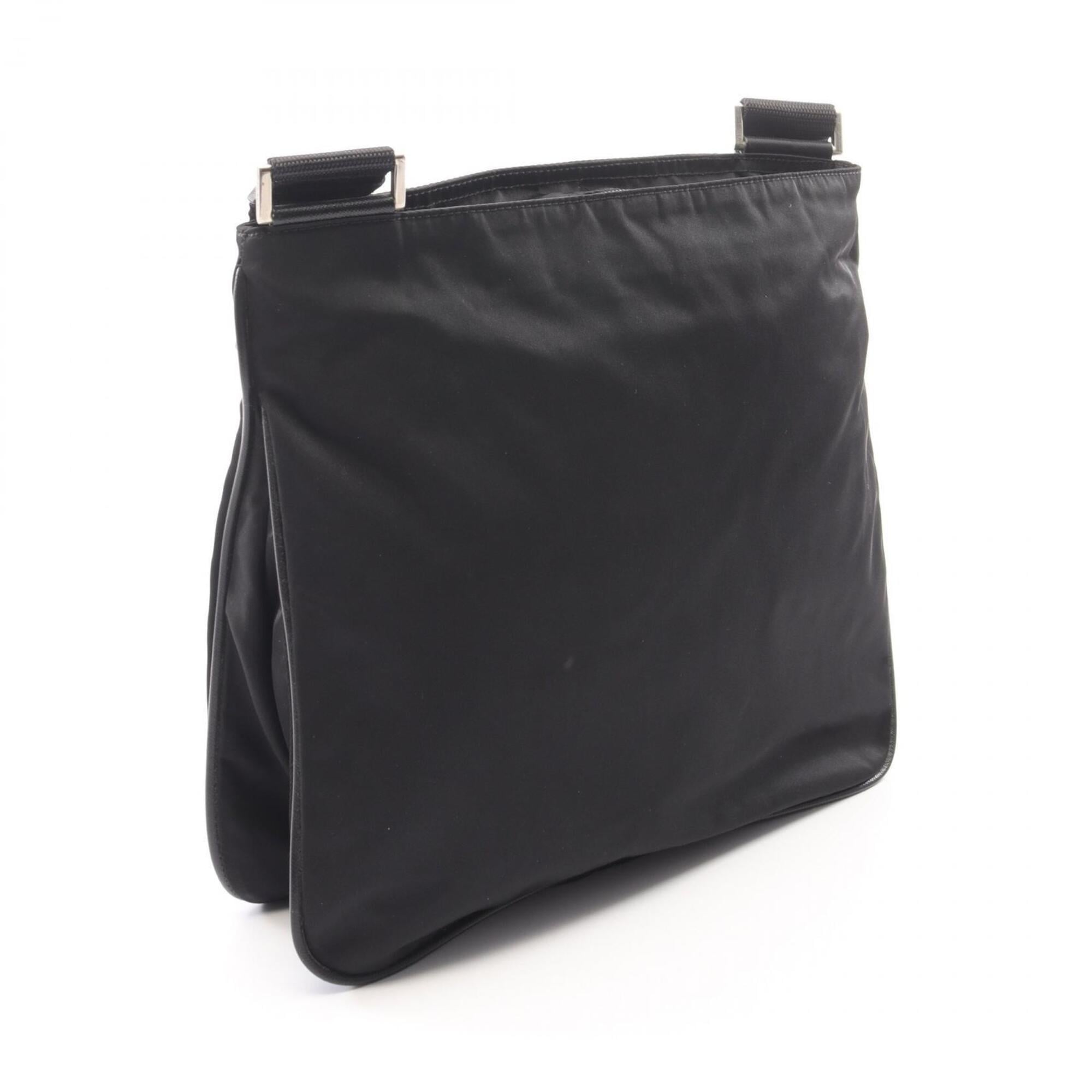 Prada Black Nylon Leather Handbag Shoulder Bag (Pre-Owned)