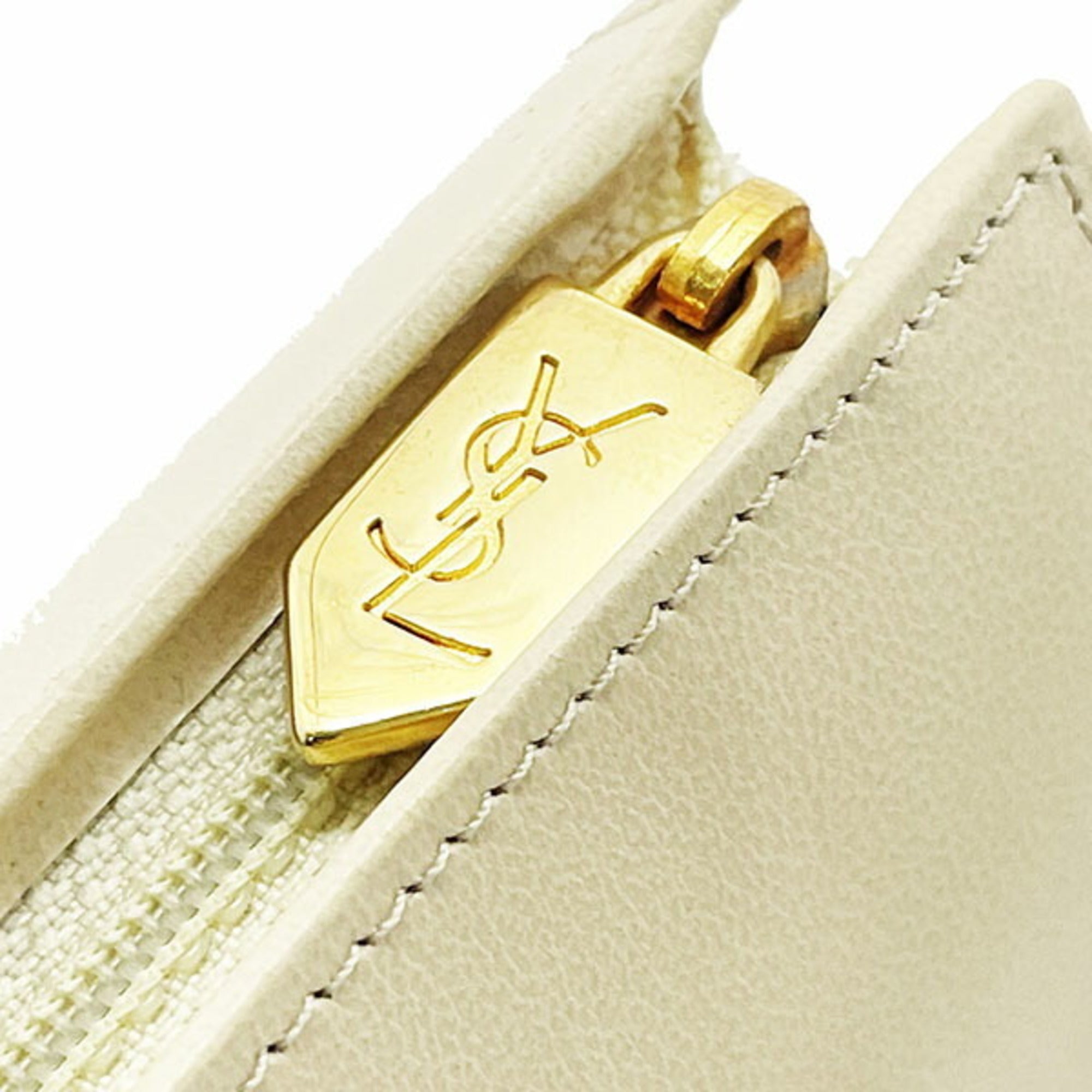 Yves Saint Laurent Cream Leather Pouch (Pre-Owned)