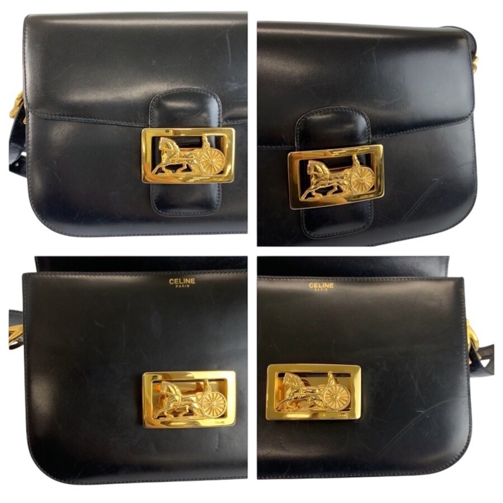Celine Black Leather Pochette Shoulder Bag (Pre-Owned)