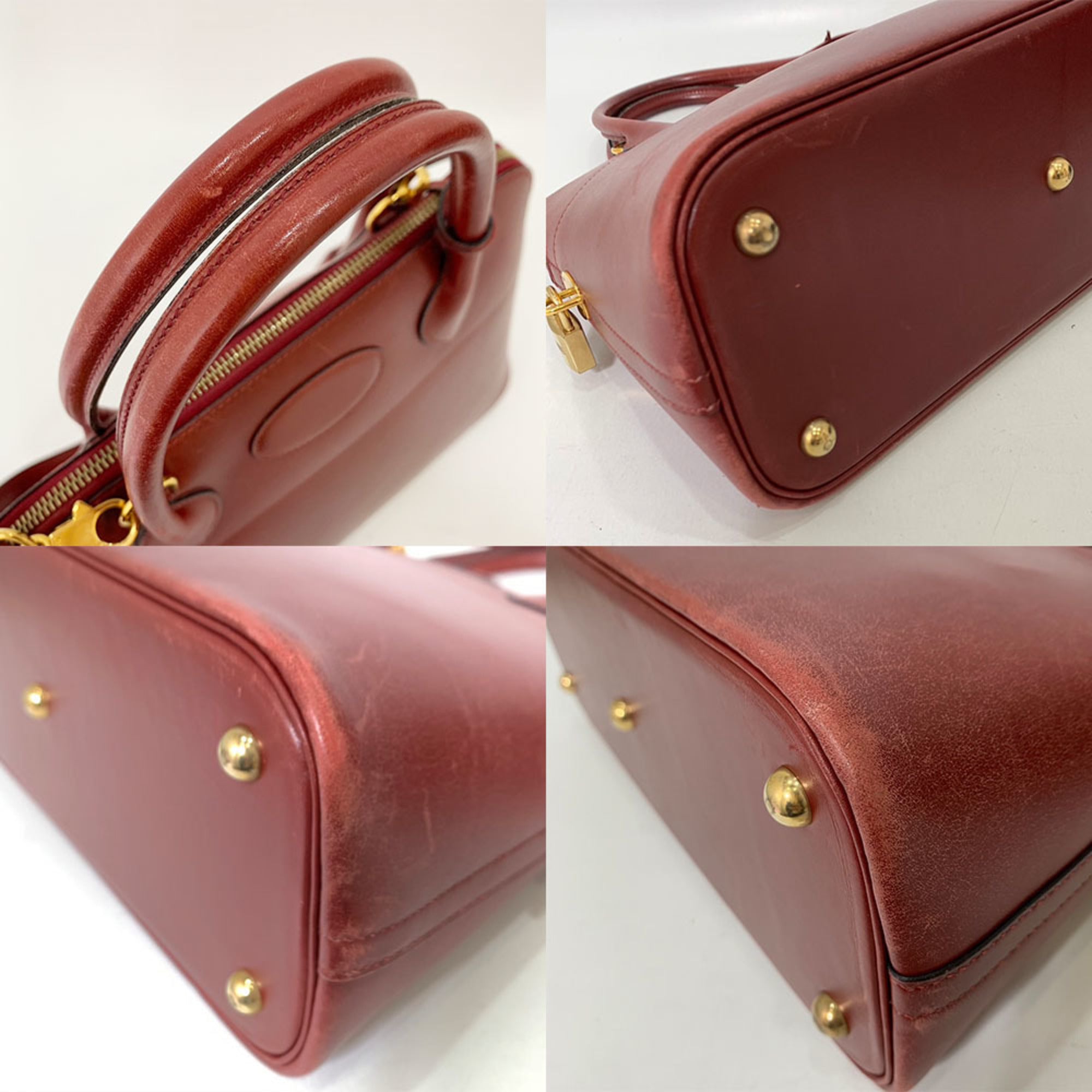 Hermes Bolide Bordeaux Brown Red Color Box Calf Leather Handbag (Pre-Owned)