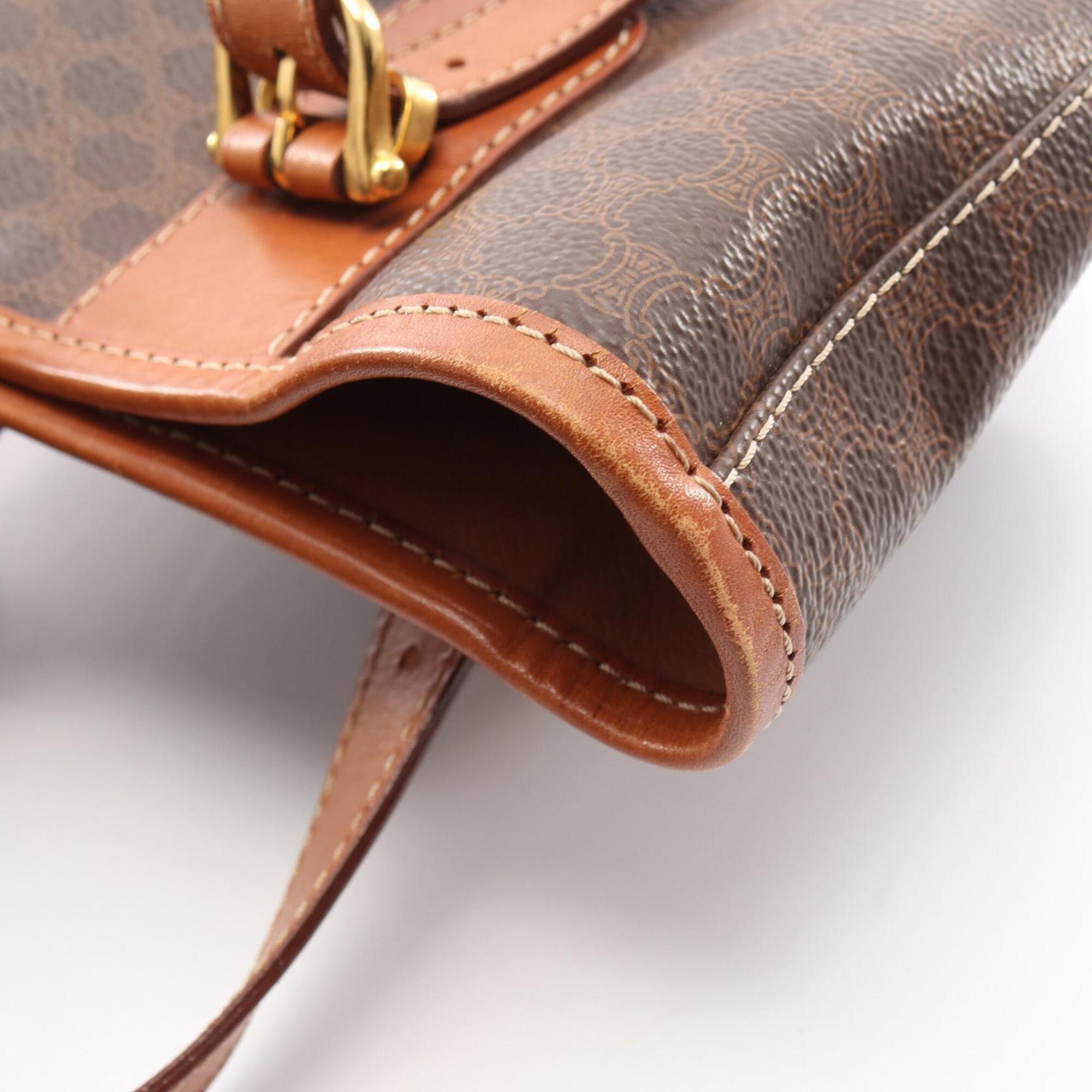 Celine Brown Coated Canvas Leather Handbag Tote Bag (Pre-Owned)