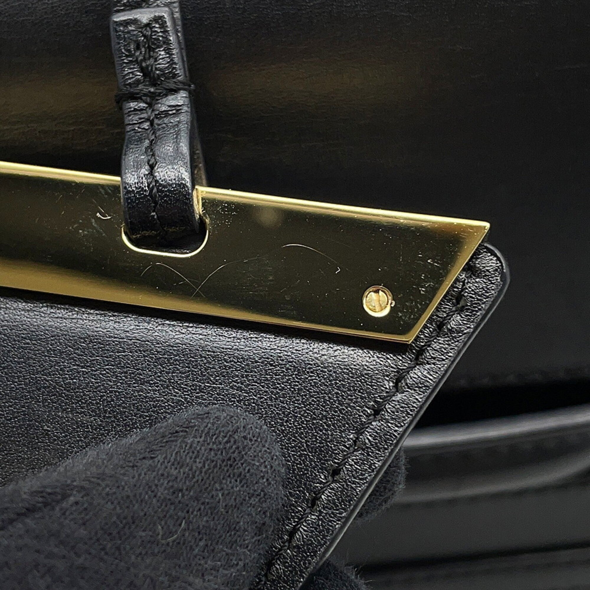 Loewe Barcelona Black Leather Handbag Shoulder Bag (Pre-Owned)