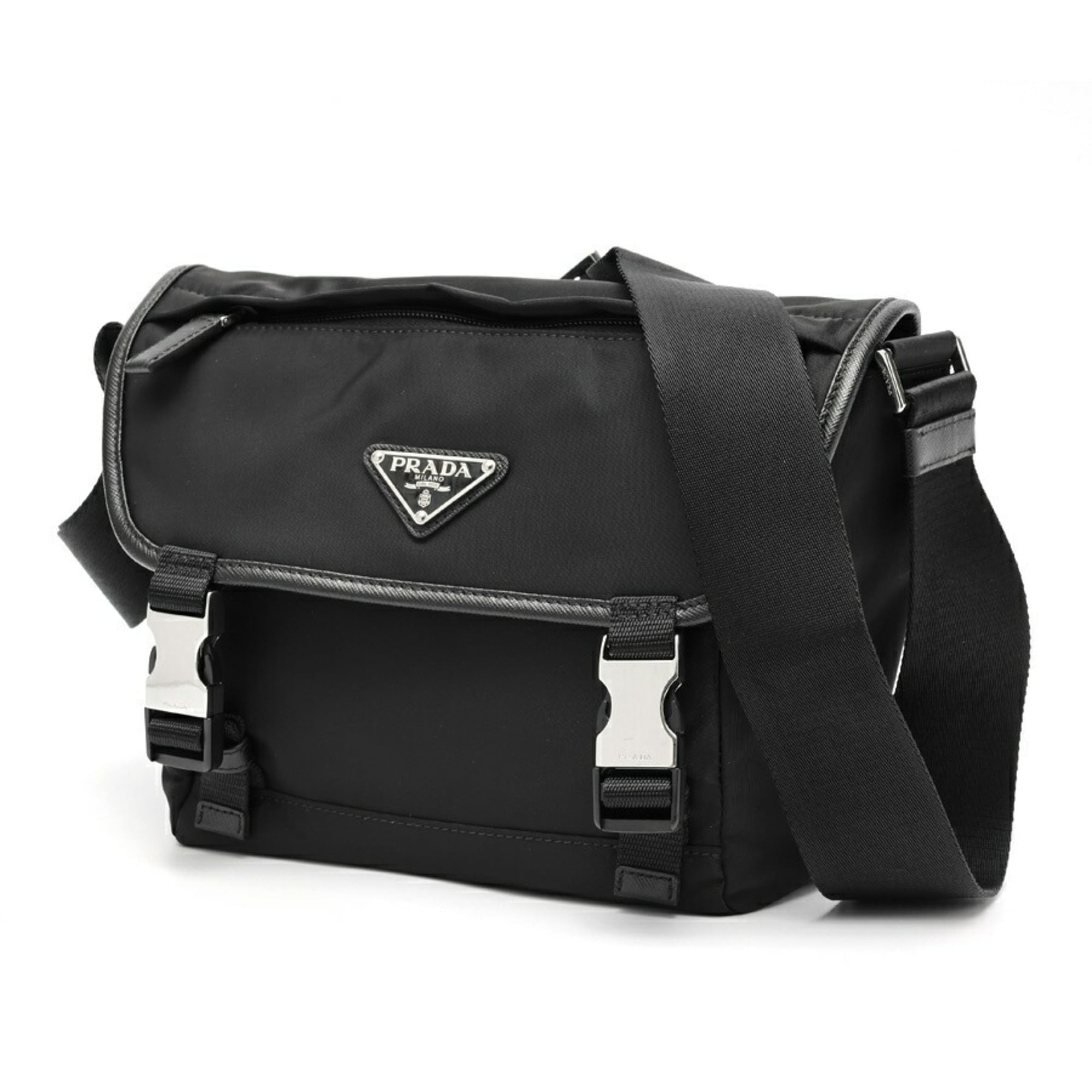 Prada Black Nylon Leather Shoulder Bag (Pre-Owned)