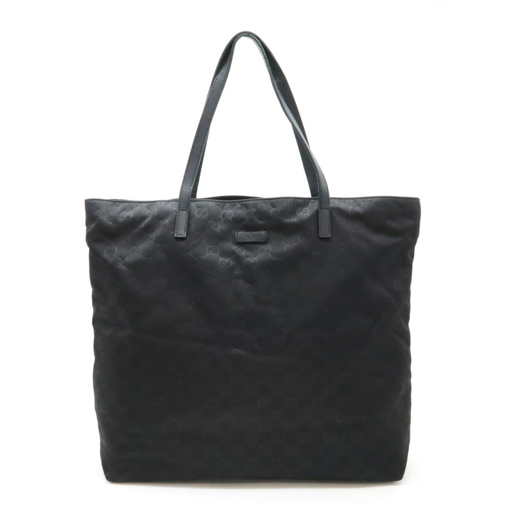 Gucci Black Nylon Leather Shoulder Bag Tote Bag (Pre-Owned)