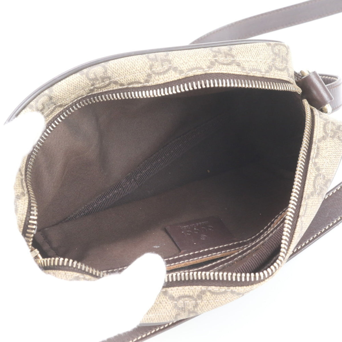 Gucci Brown Leather Coated Canvas Crossbody Bag Shoulder Bag (Pre-Owned)