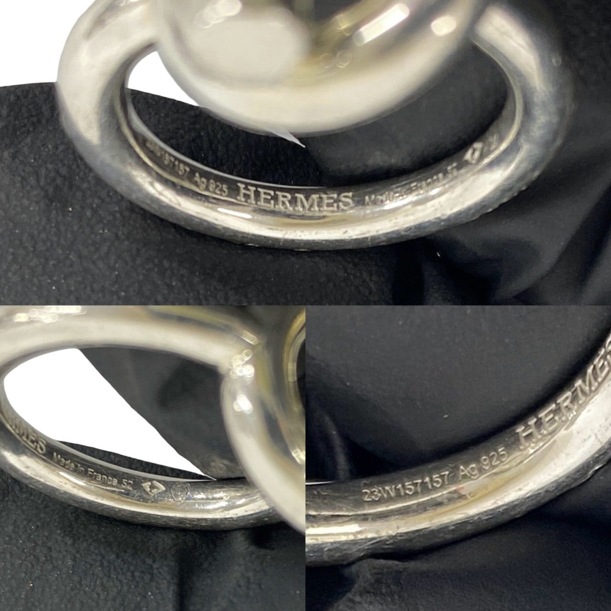 Hermes Silver Silver 925 Band Ring (Pre-Owned)