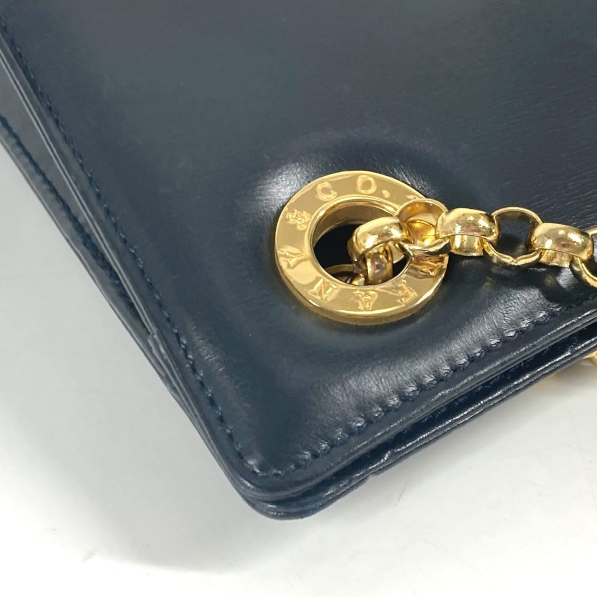 Tiffany Navy Leather Shoulder Bag Tote Bag (Pre-Owned)