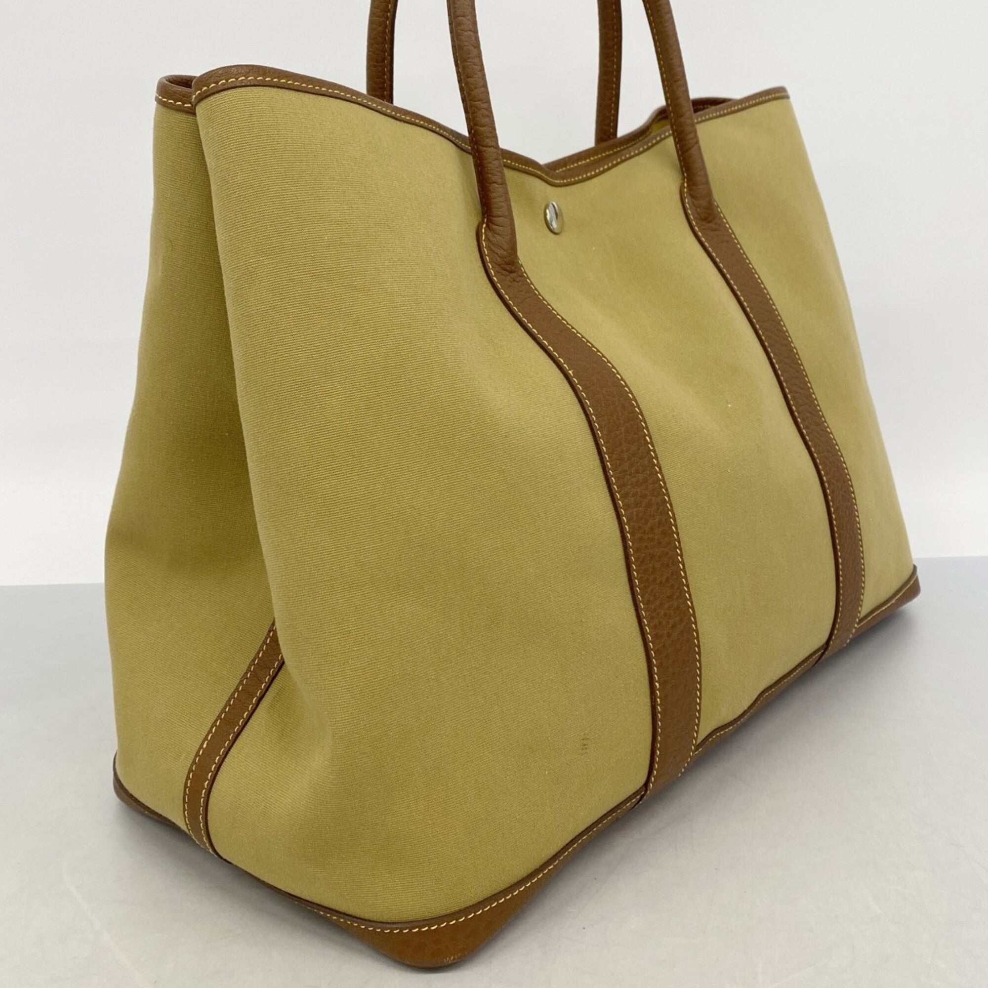 Hermes Brown Khaki Toile Officier Tote Bag (Pre-Owned)
