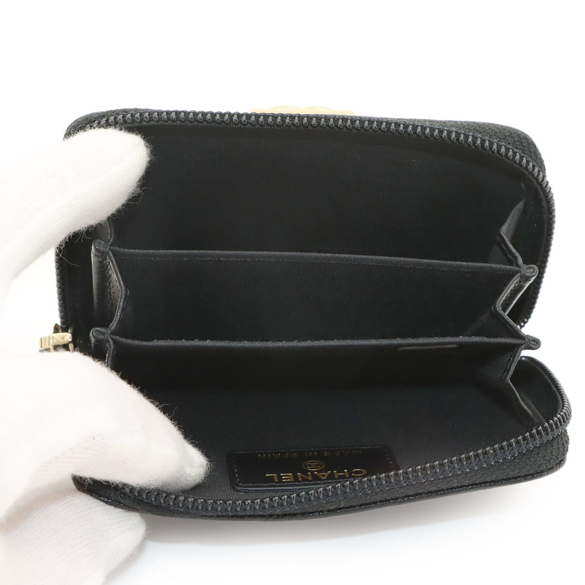 Chanel Black Grained Calfskin Coin Purse/Coin Case (Pre-Owned)