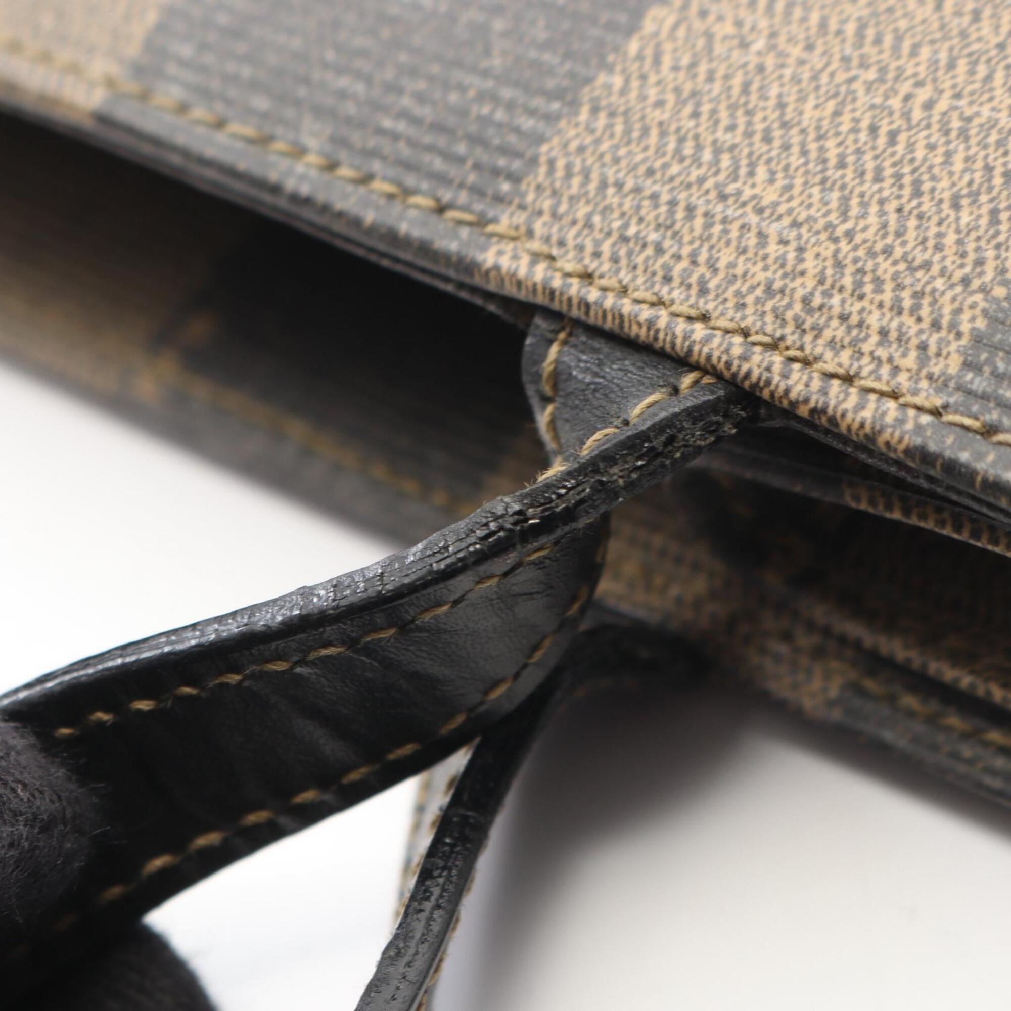 Fendi Black Brown Coated Canvas Leather Handbag Tote Bag (Pre-Owned)