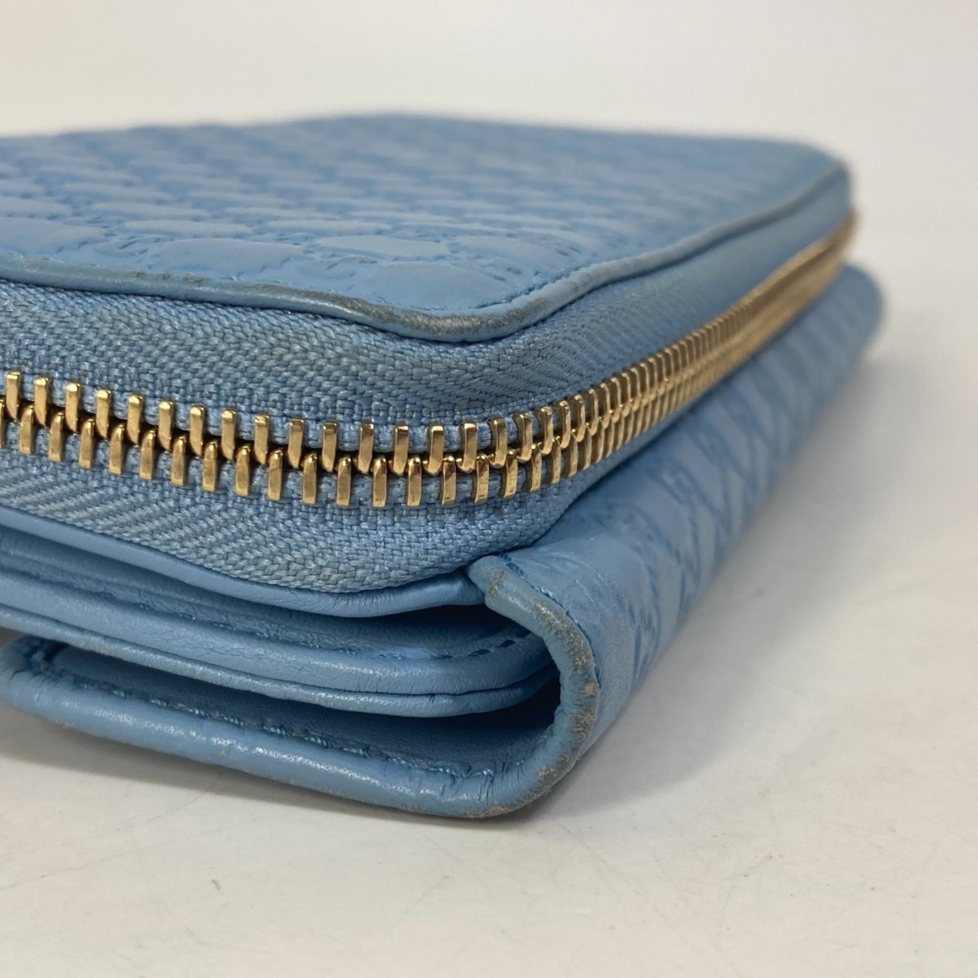 Gucci Light Blue Leather Long Wallet (Bi-Fold) (Pre-Owned)