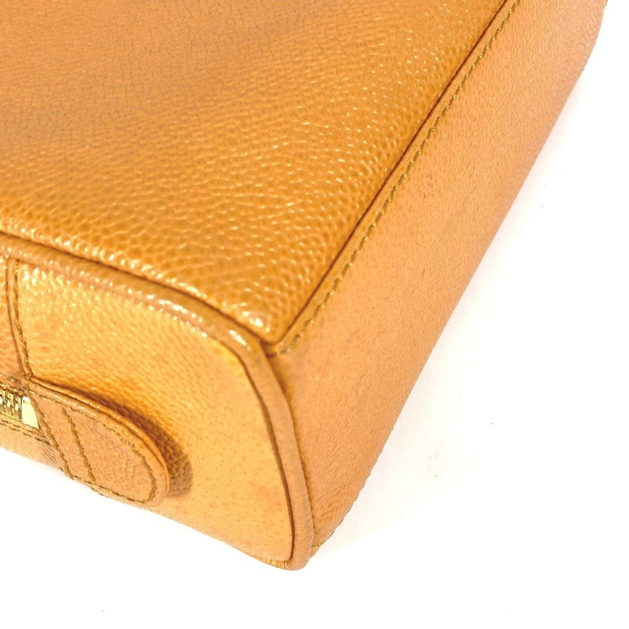 Chanel Orange Yellow Grained Calfskin Pouch (Pre-Owned)
