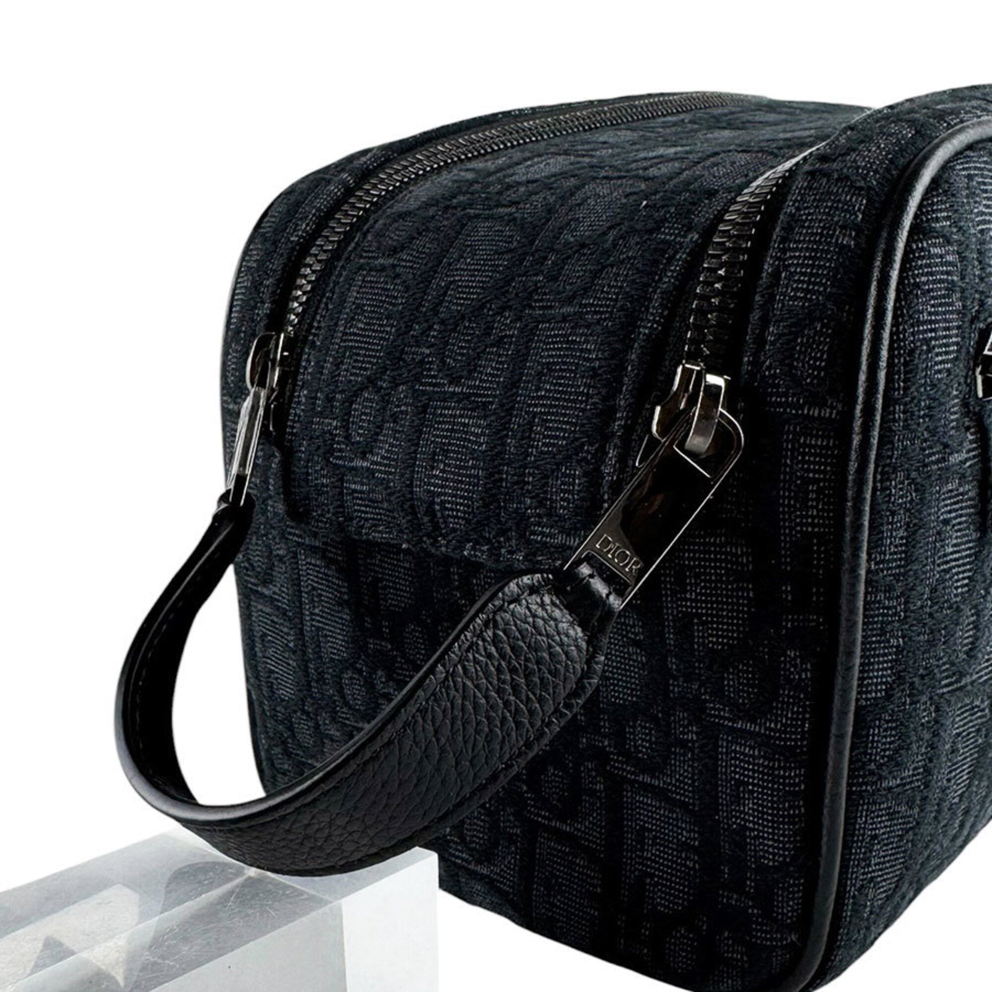 Christian Dior Black Canvas Clutch Bag Handbag (Pre-Owned)
