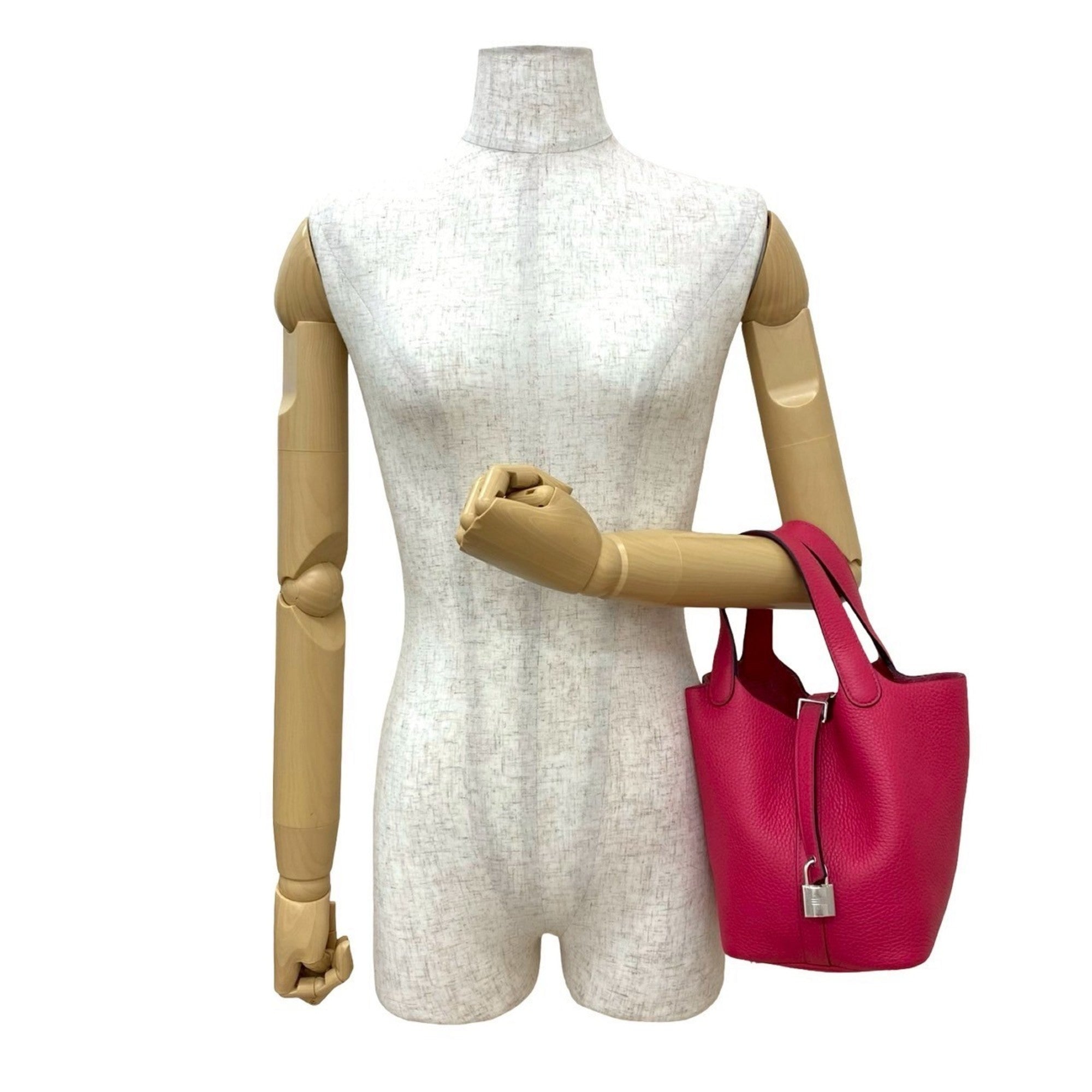 Hermes Pink Taurillon Clemence Leather Handbag Tote Bag (Pre-Owned)