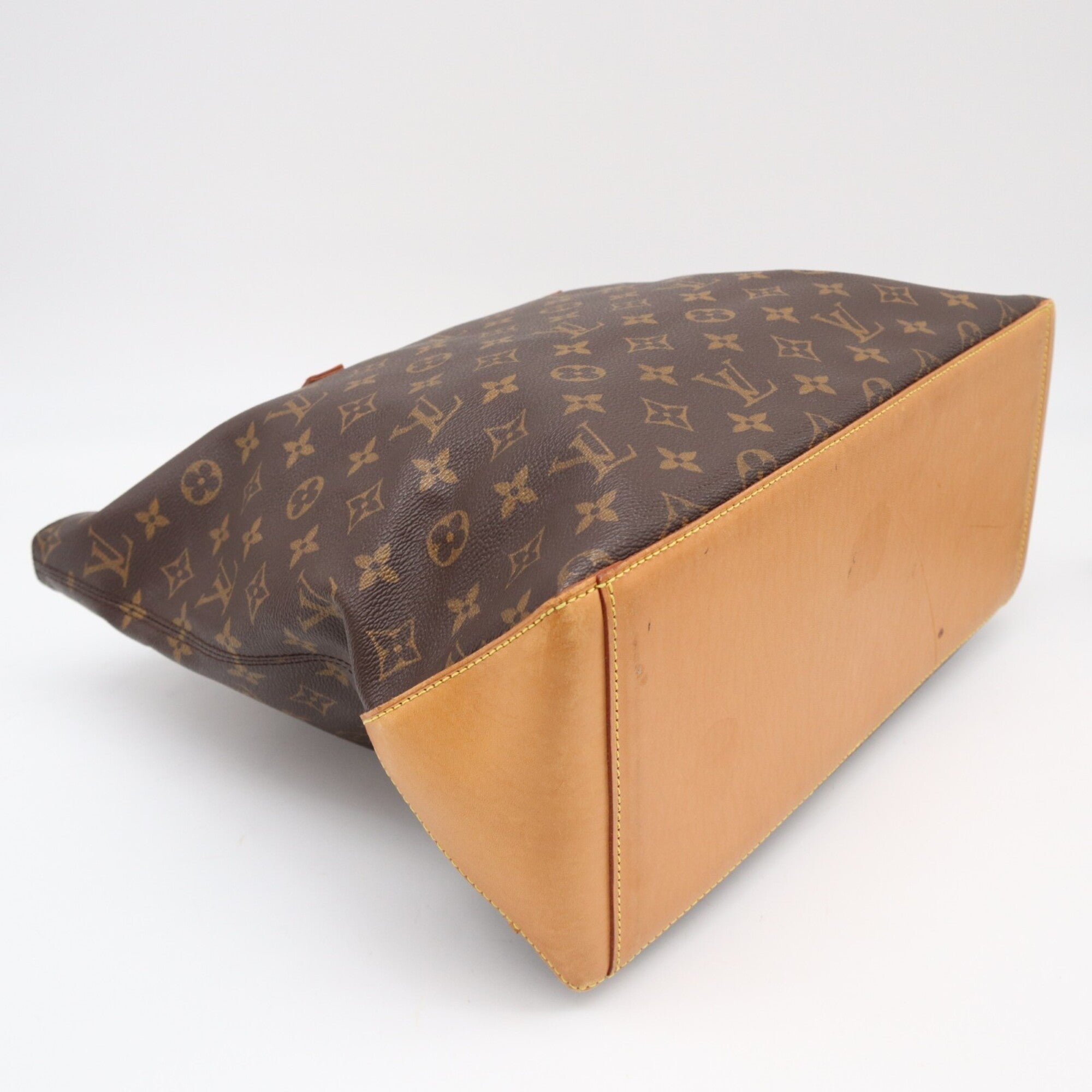 Louis Vuitton Beige Brown Coated Canvas Leather Handbag (Pre-Owned)