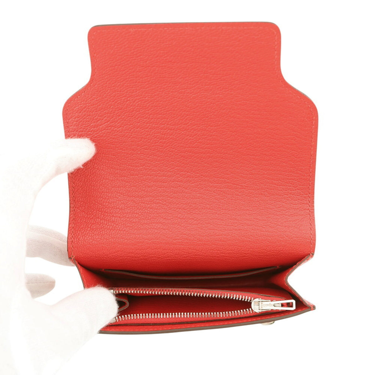 Hermes Red Color Chevre Myzore Leather Wallet (Bi-Fold) (Pre-Owned)