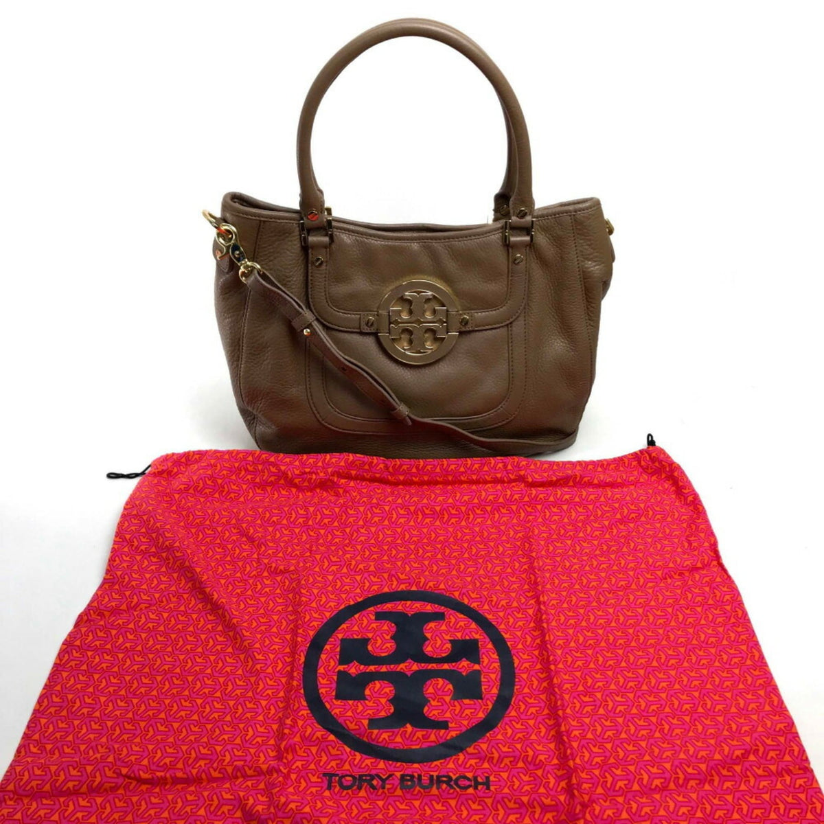 Tory Burch Brown Leather Handbag Shoulder Bag Tote Bag (Pre-Owned)