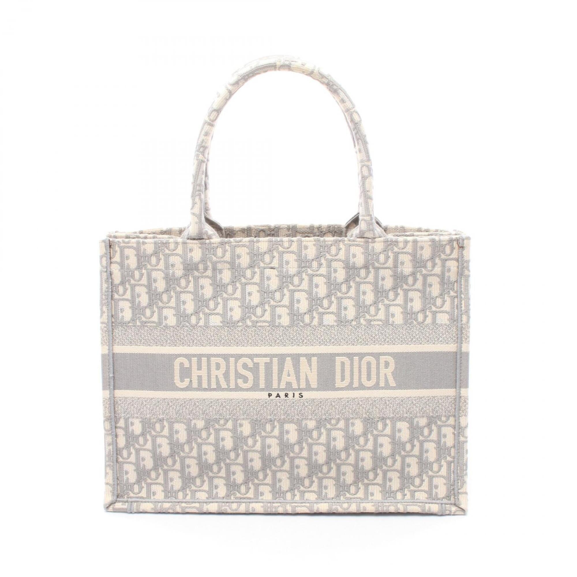 Christian Dior Gray White Canvas Handbag Tote Bag (Pre-Owned)