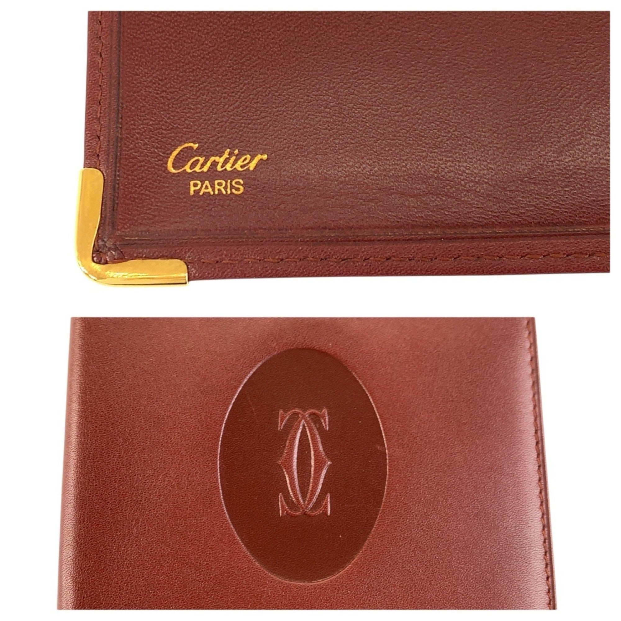Cartier Bordeaux Leather Long Bill Wallet (Bi-Fold) (Pre-Owned)