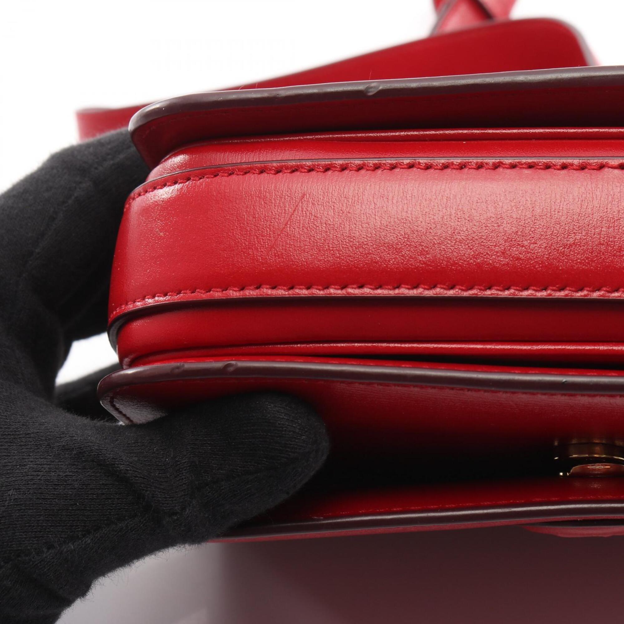 Saint Laurent Red Color Leather Handbag Shoulder Bag (Pre-Owned)