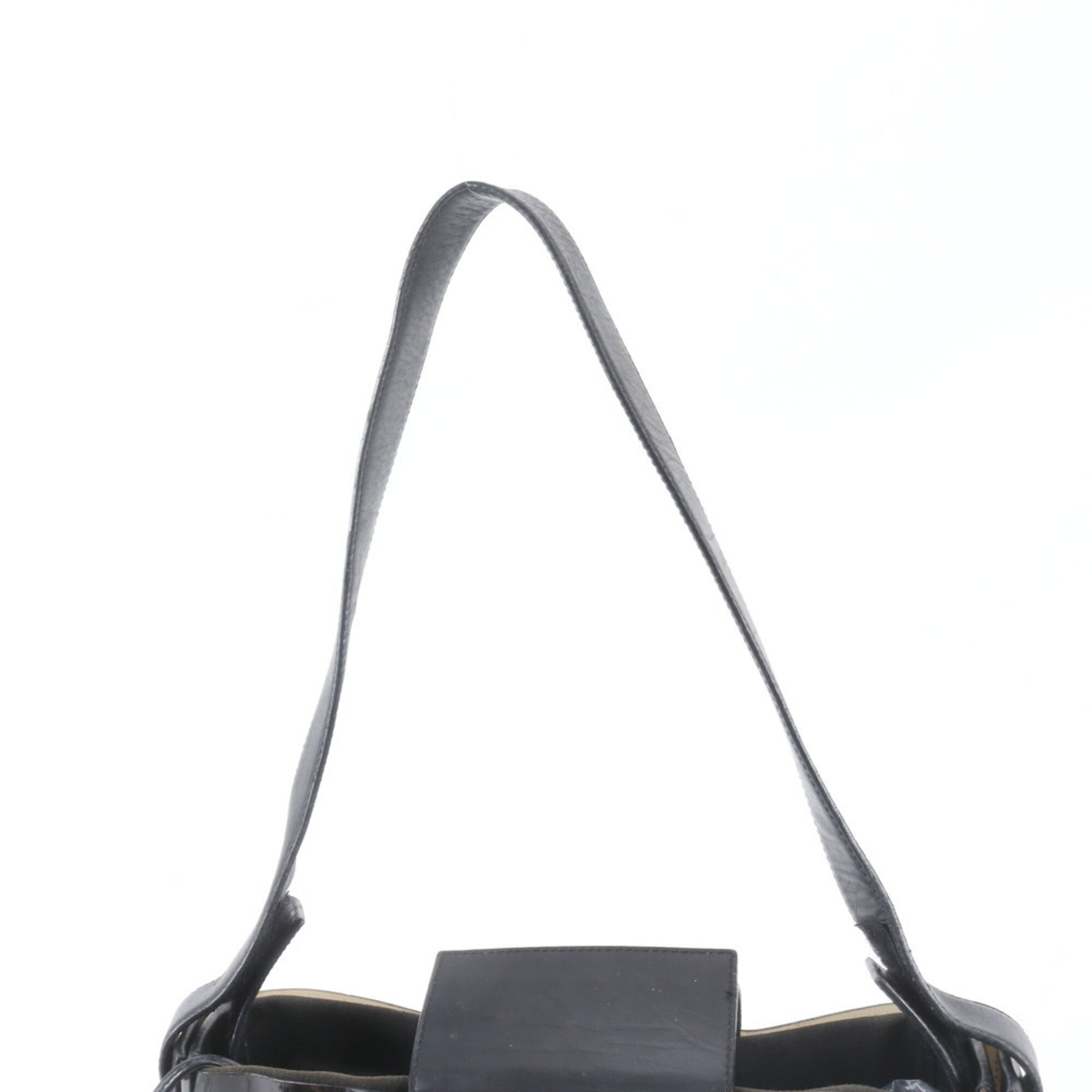 Salvatore Ferragamo Black Leather Canvas Shoulder Bag (Pre-Owned)