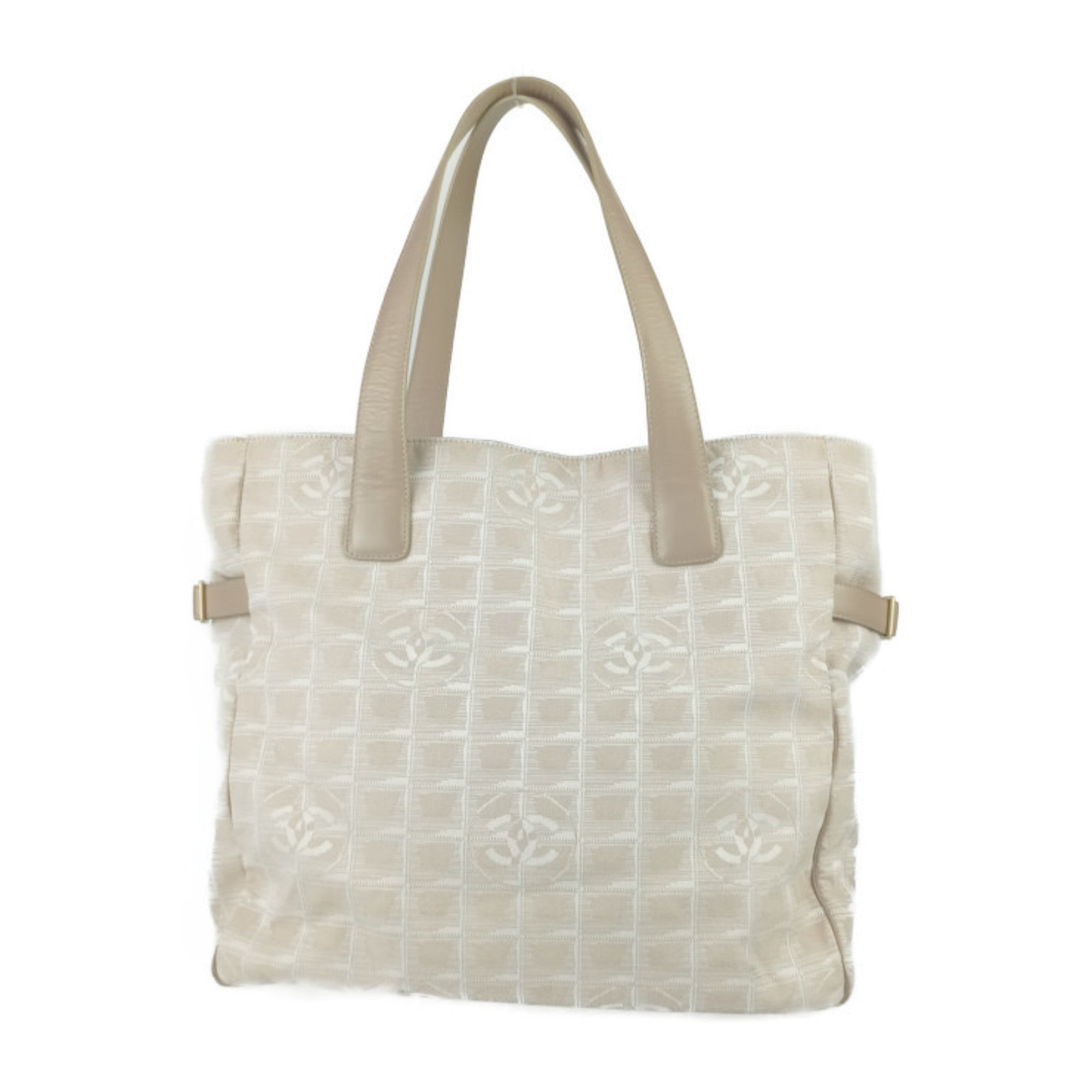 Chanel Beige Canvas Handbag Shoulder Bag Tote Bag (Pre-Owned)