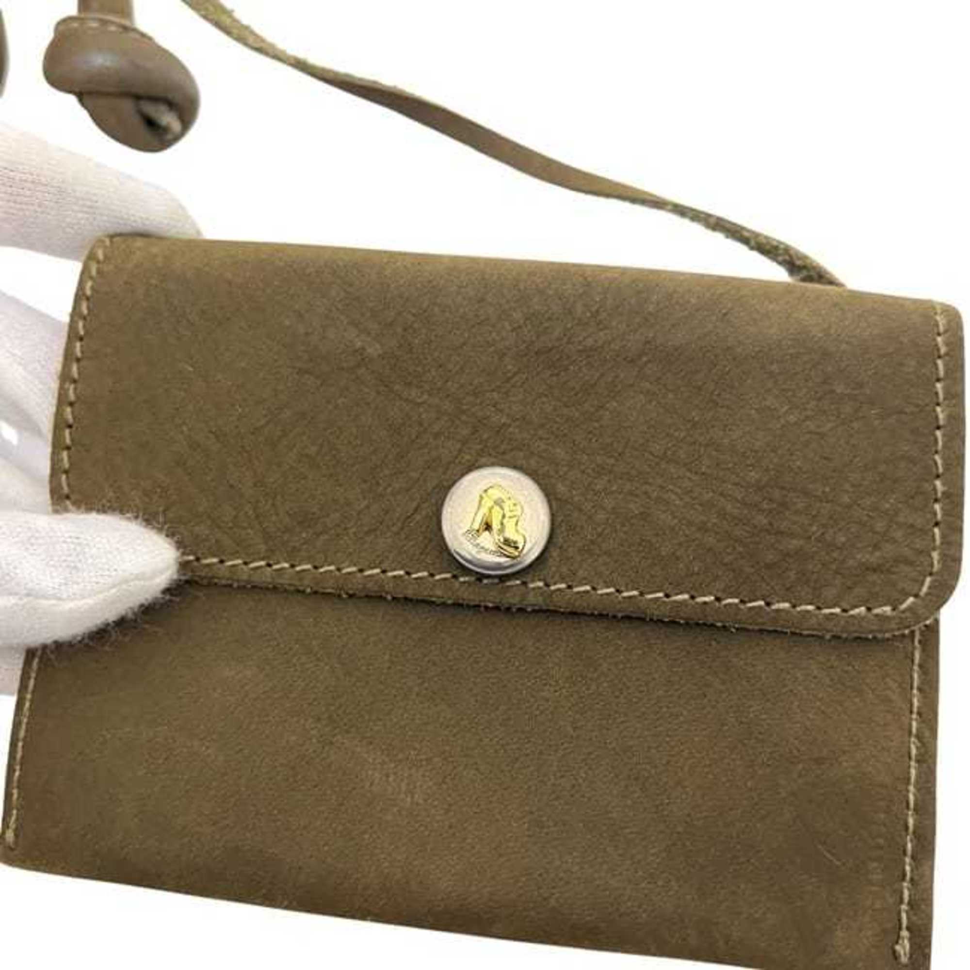 Salvatore Ferragamo Green Khaki Suede Leather Handbag (Pre-Owned)