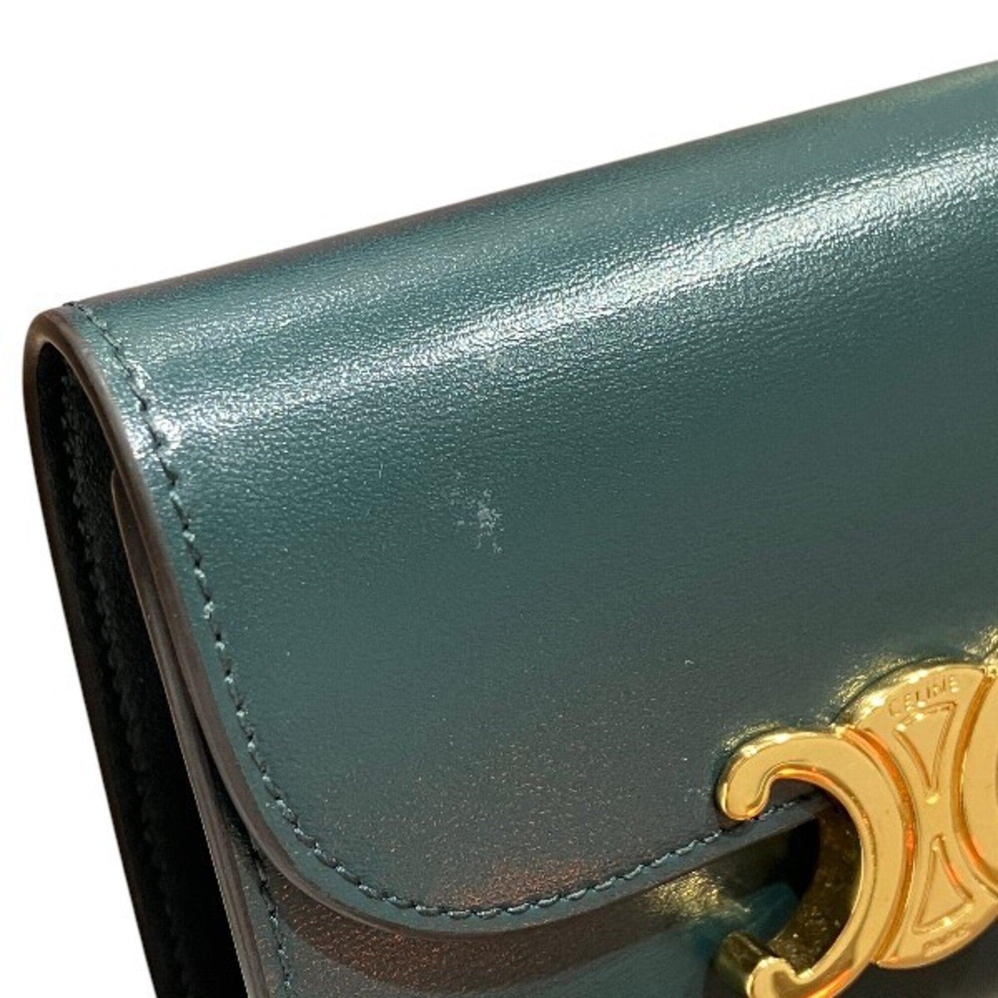 Celine Green Leather Wallet (Tri-Fold) (Pre-Owned)