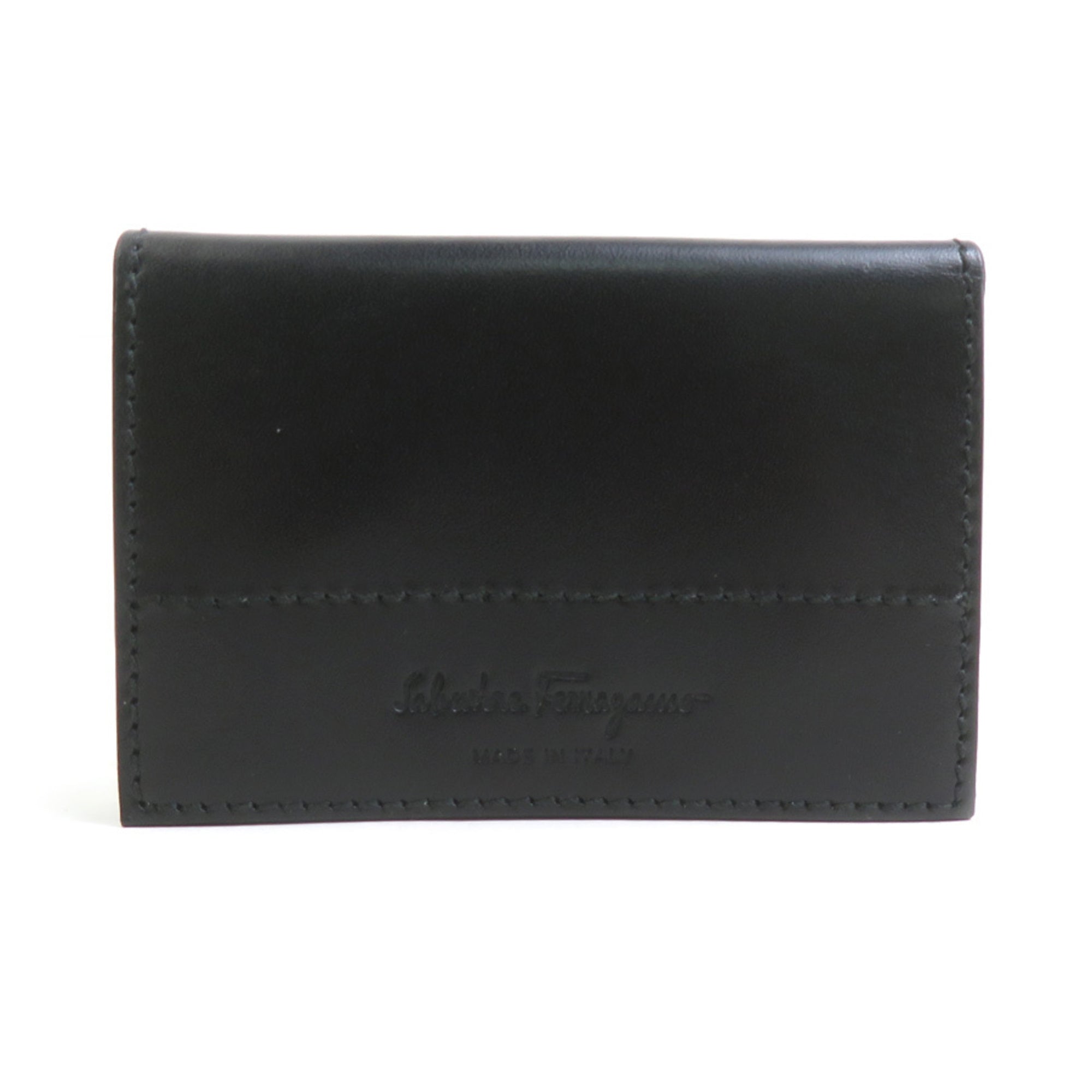 Salvatore Ferragamo Black Leather Coin Purse/Coin Case (Pre-Owned)