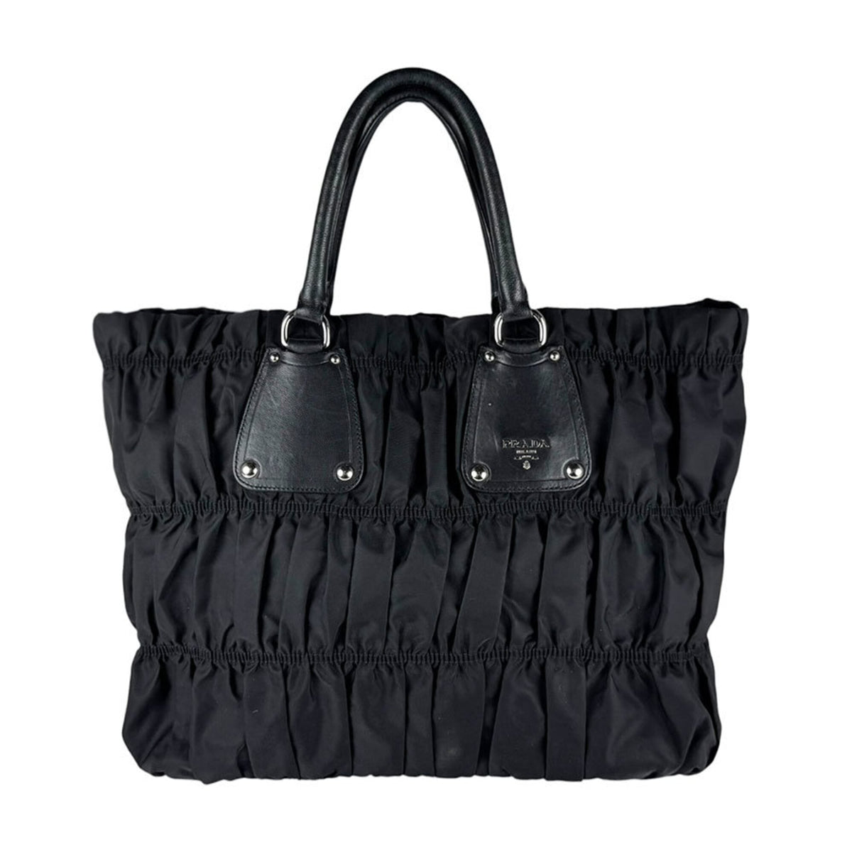 Prada Black Nylon Leather Handbag (Pre-Owned)