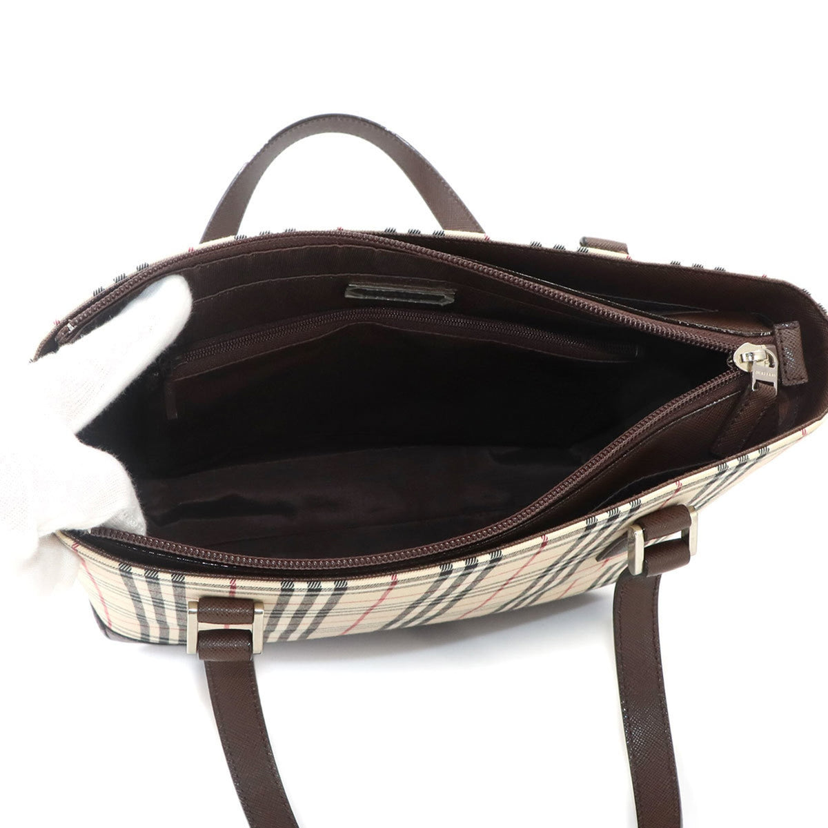 Burberry Beige Brown Canvas Leather Tote Bag (Pre-Owned)
