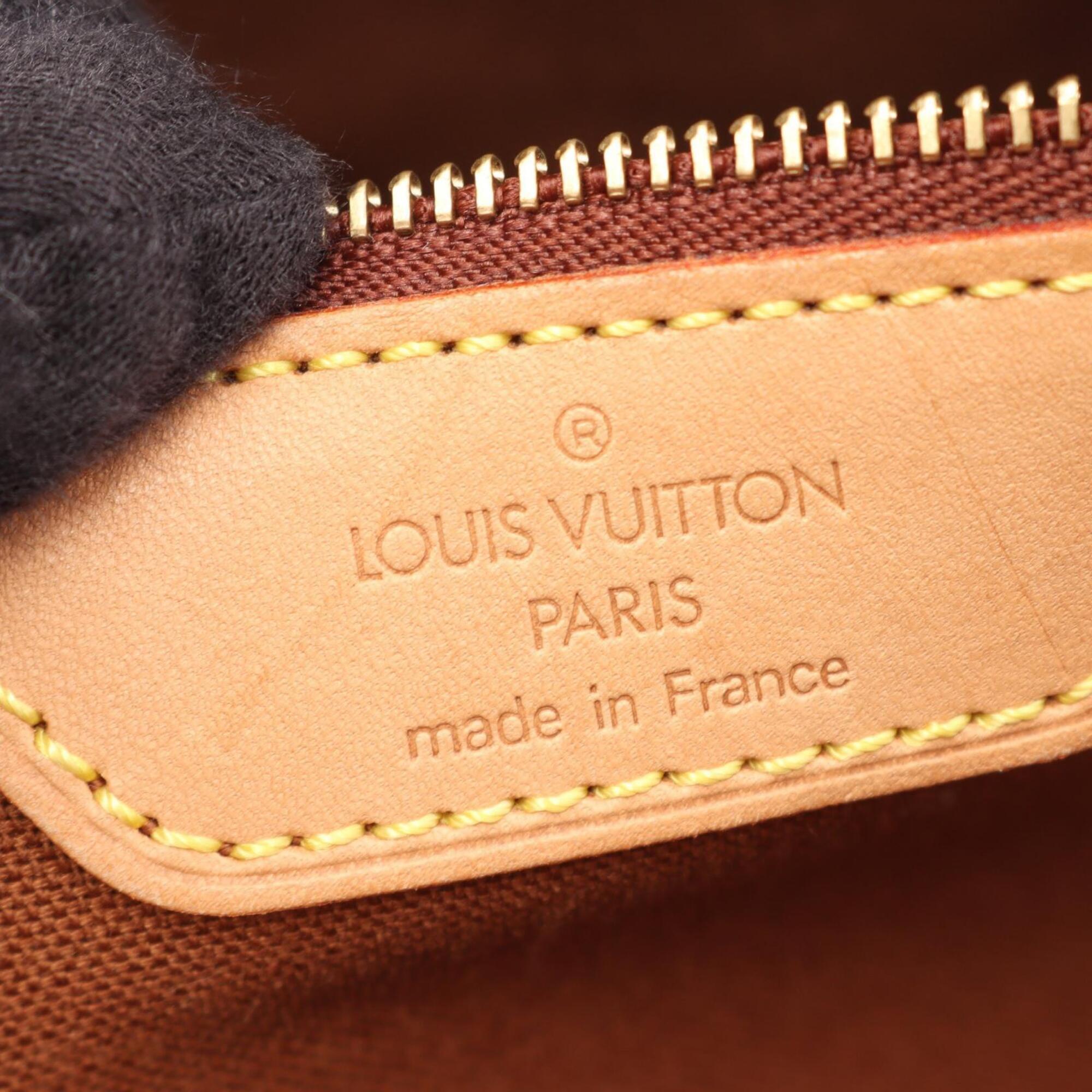 Louis Vuitton Brown Leather Coated Canvas Handbag Shoulder Bag (Pre-Owned)