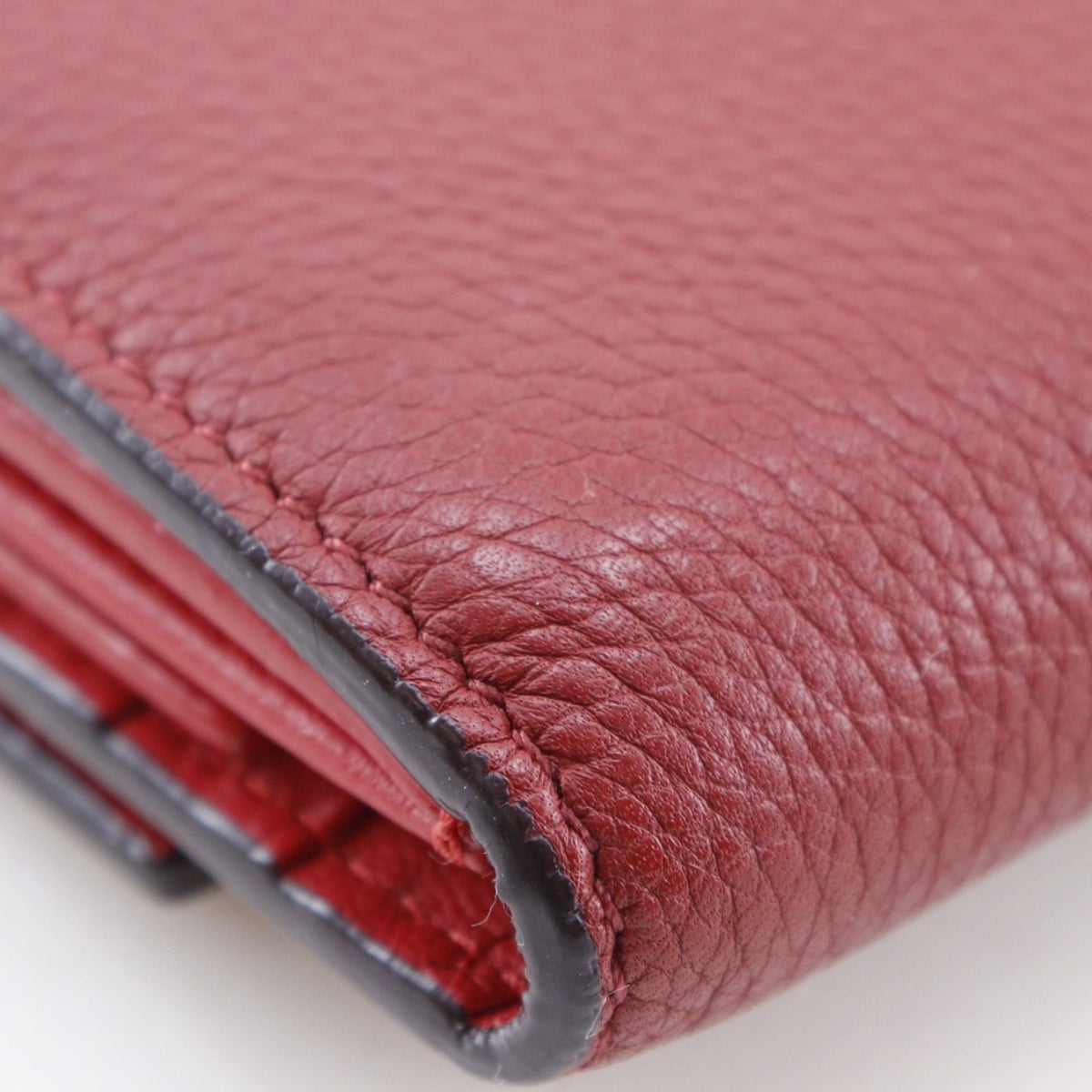 Celine Red Color Leather Wallet (Tri-Fold) (Pre-Owned)