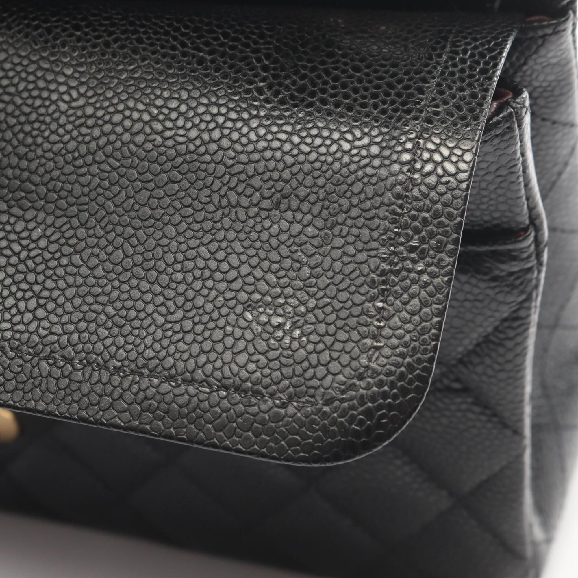 Chanel Black Grained Calfskin Handbag Shoulder Bag (Pre-Owned)