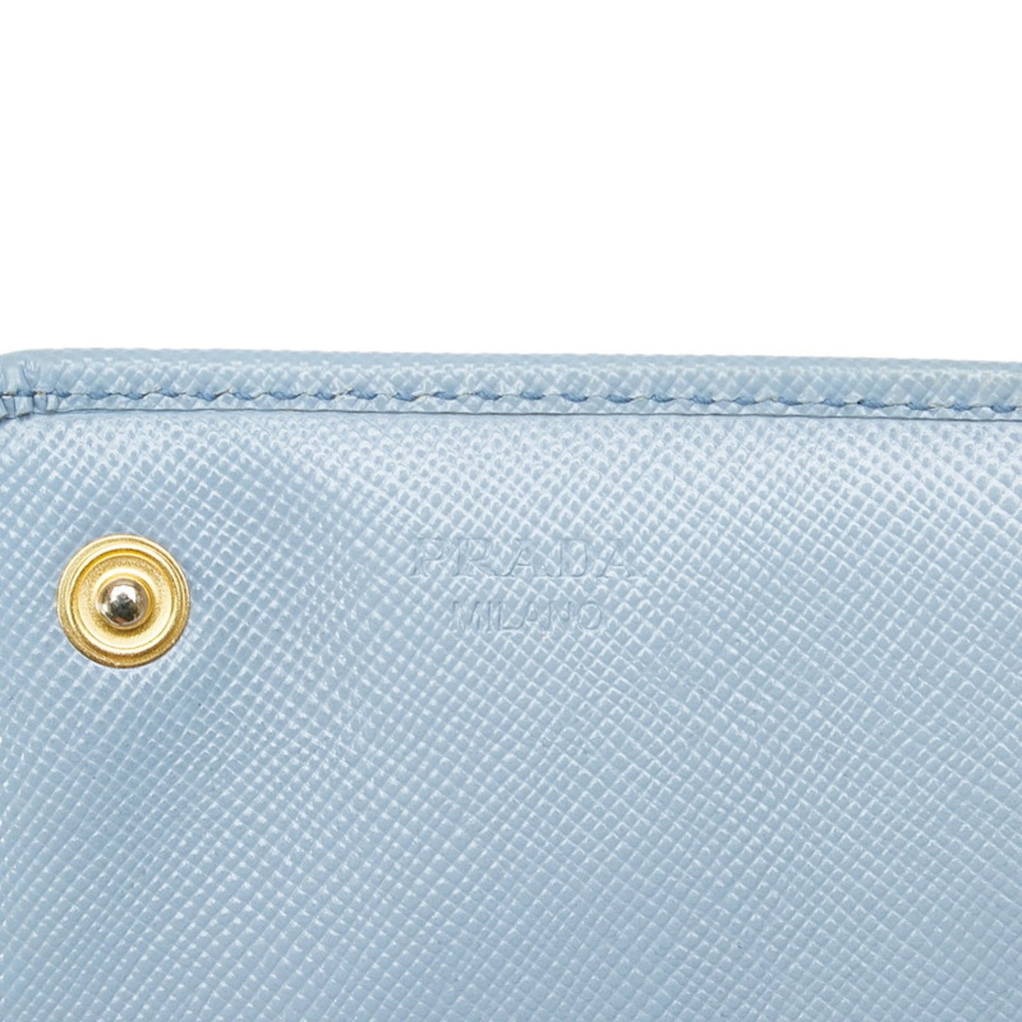 Prada Light Blue Leather Long Wallet (Bi-Fold) (Pre-Owned)