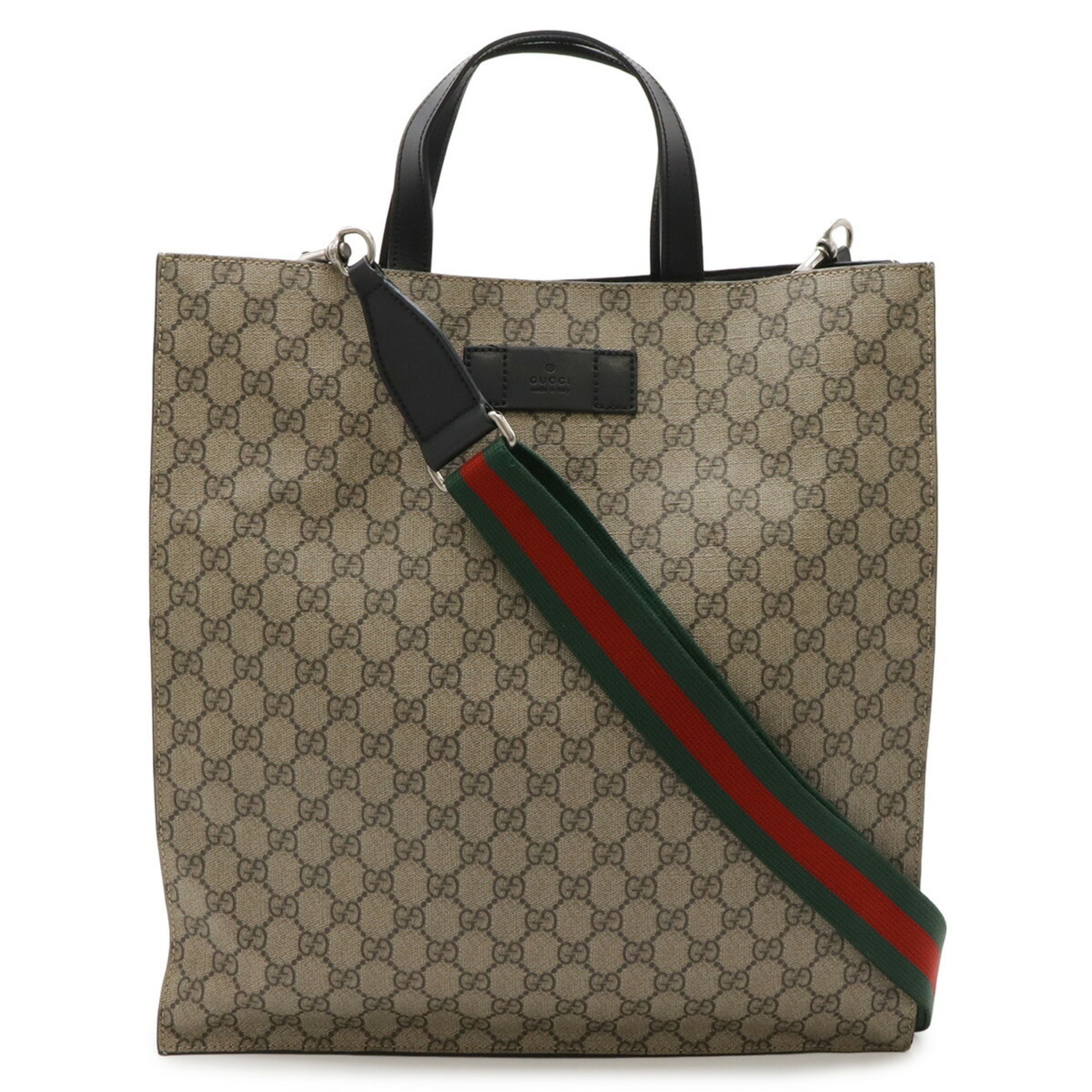 Gucci Beige Black Gg Supreme Shoulder Bag Tote Bag (Pre-Owned)