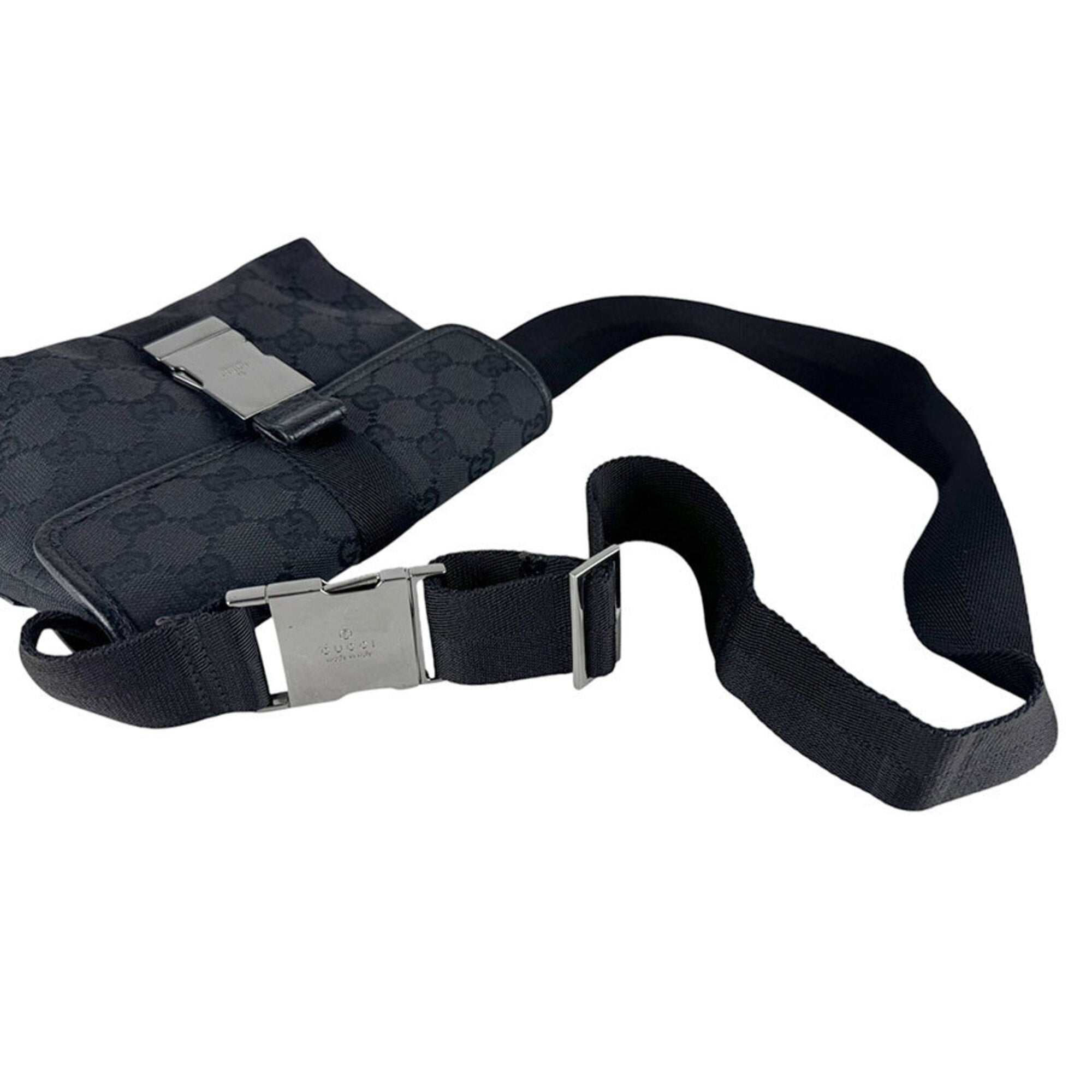 Gucci Black Gg Canvas Fanny Pack Sling Bag (Pre-Owned)