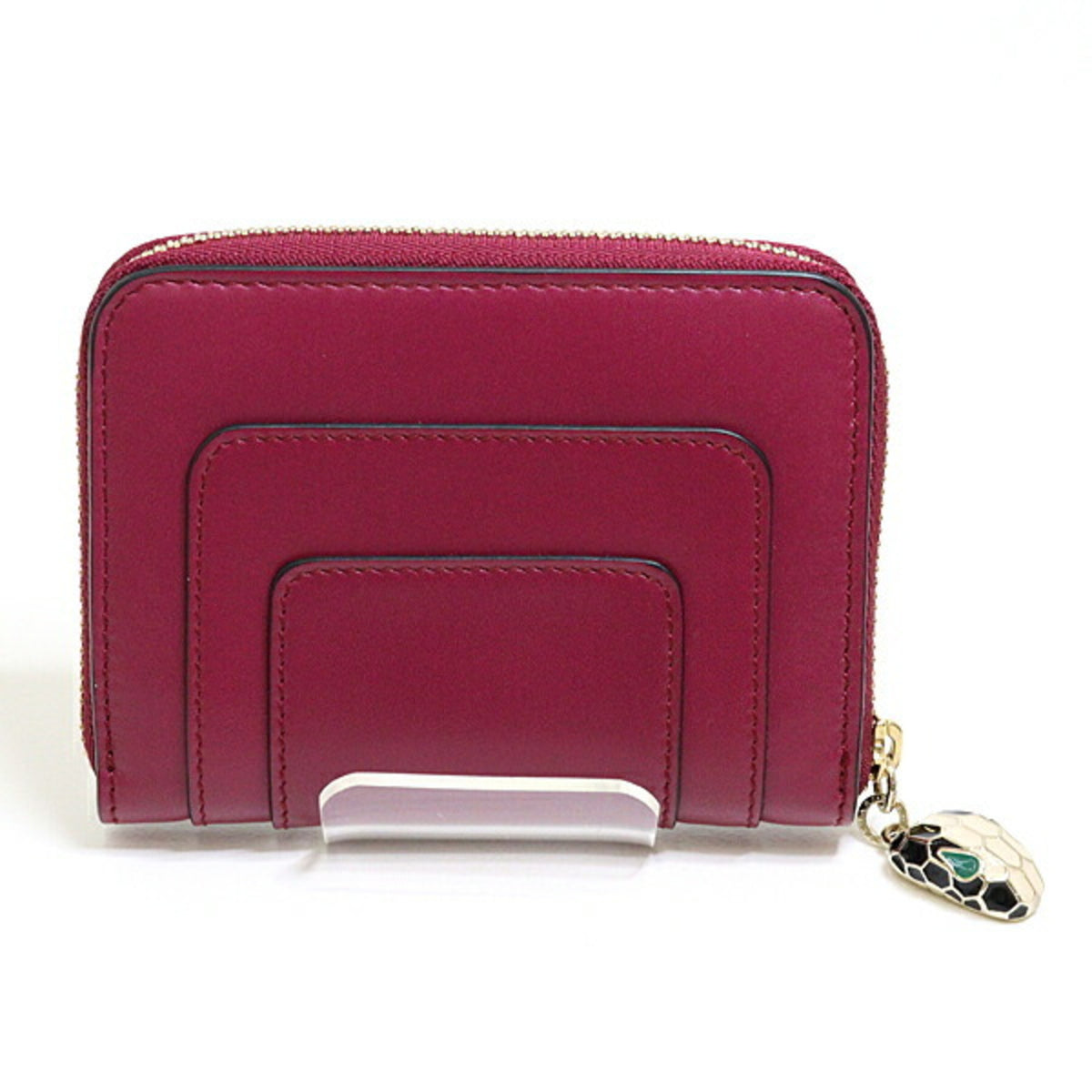 Bvlgari Red Color Wine Leather Coin Purse/Coin Case (Pre-Owned)
