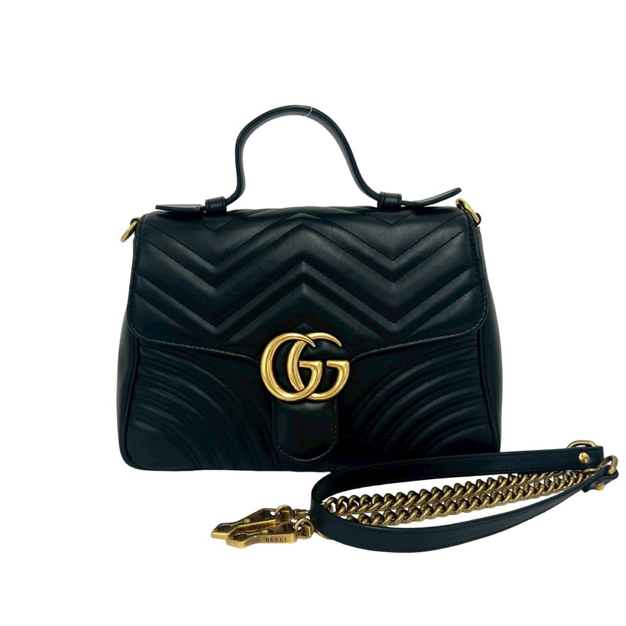 Gucci Black Leather Handbag Pochette Shoulder Bag (Pre-Owned)