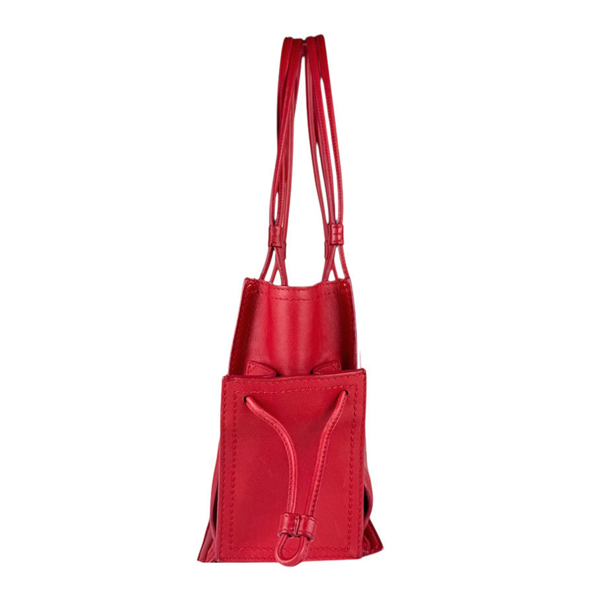 Loewe Red Color Leather Shoulder Bag Tote Bag (Pre-Owned)