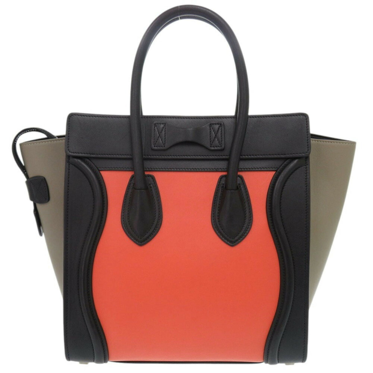 Celine Beige Black Orange Leather Handbag (Pre-Owned)
