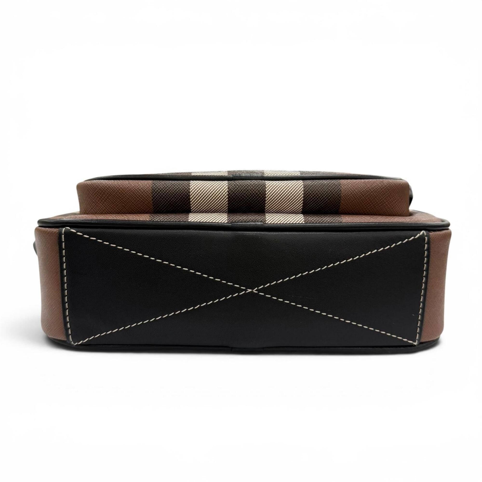Burberry Brown Elastane Cotton Leather Polyester Shoulder Bag (Pre-Owned)