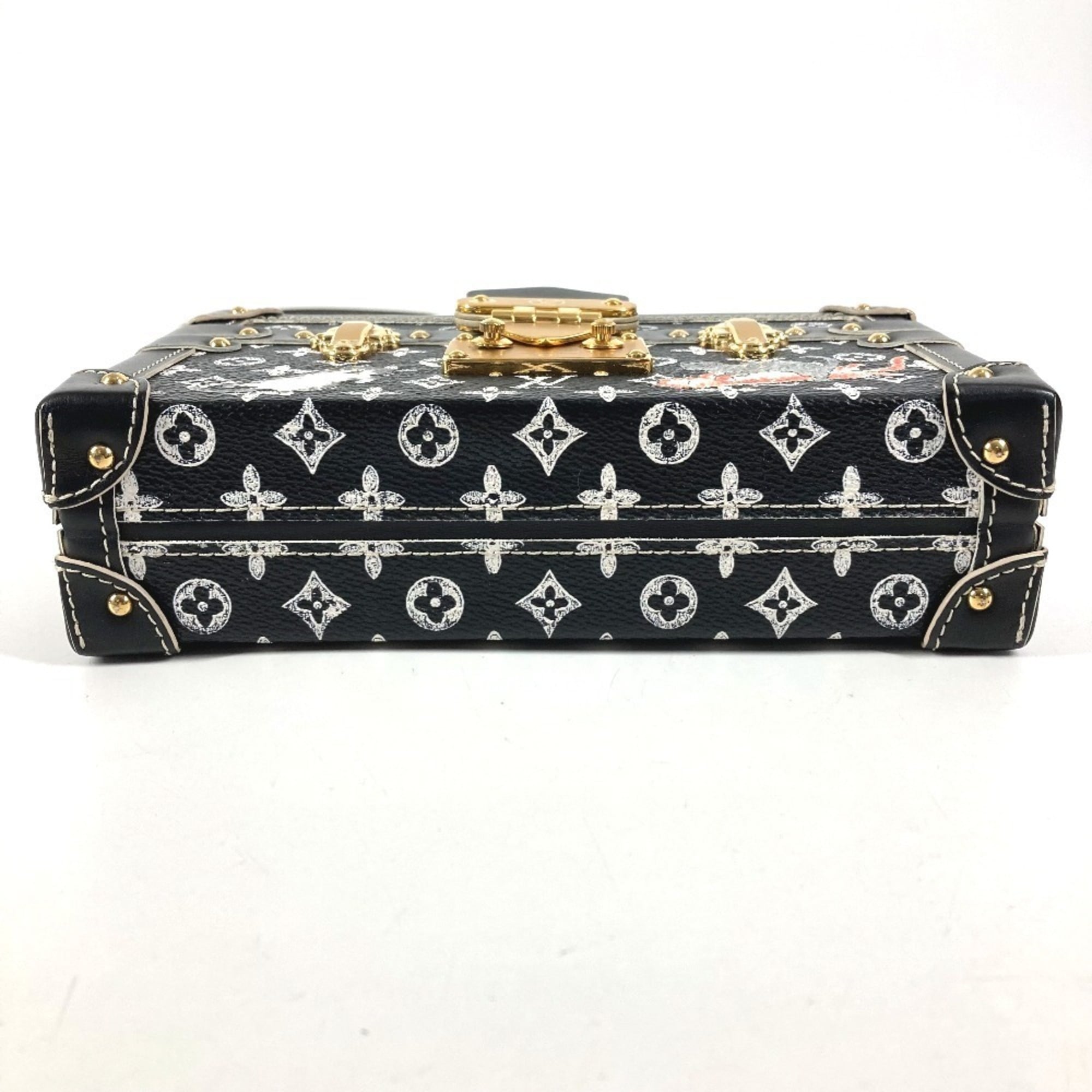 Louis Vuitton Monogram Black Leather Clutch Bag Shoulder Bag (Pre-Owned)