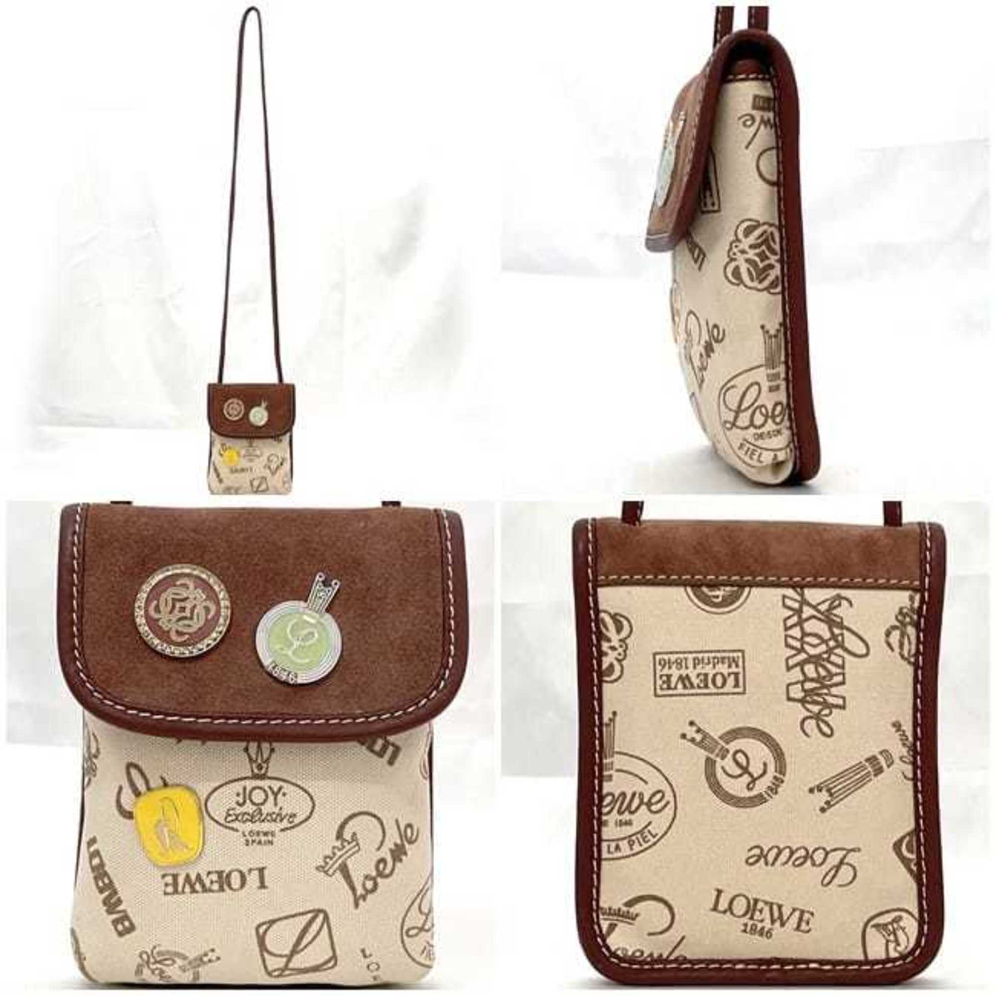 Loewe Beige Brown Canvas Leather Shoulder Bag (Pre-Owned)