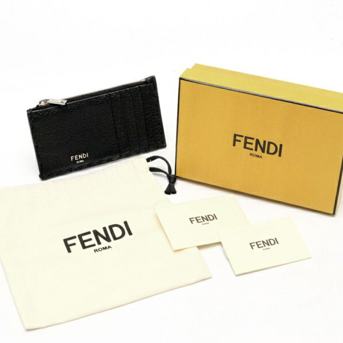 Fendi Selleria Black Leather Coin Purse/Coin Case (Pre-Owned)
